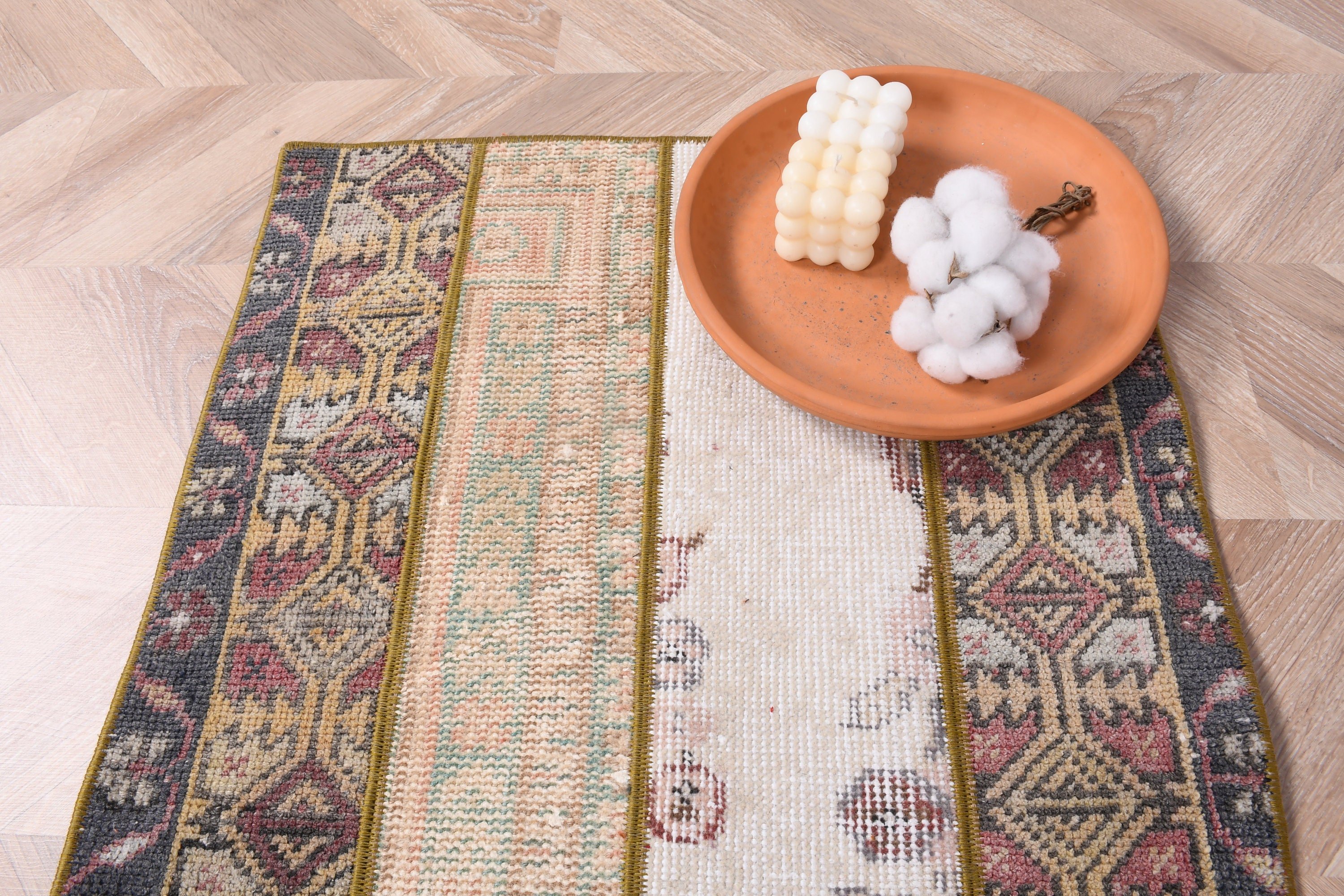 Bathroom Rugs, Turkish Rug, White Cool Rug, Rugs for Kitchen, Vintage Rug, Nursery Rug, Oushak Rug, 1.9x3.1 ft Small Rug