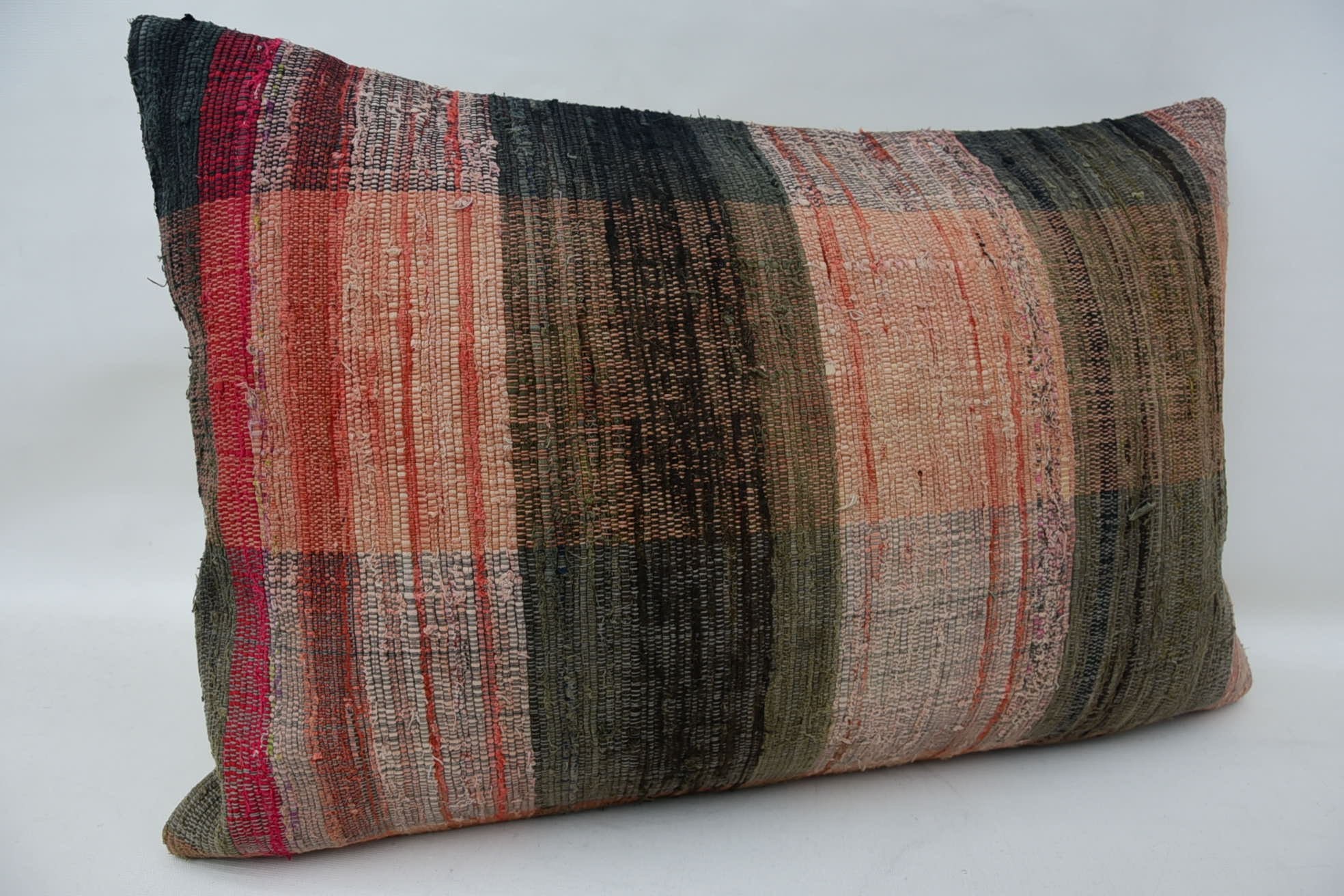Decorative Bolster Cushion Cover, Kilim Pillow Cover, Vintage Pillow, Ottoman Pillow, 16"x24" Red Pillow Case, Boho Pillow