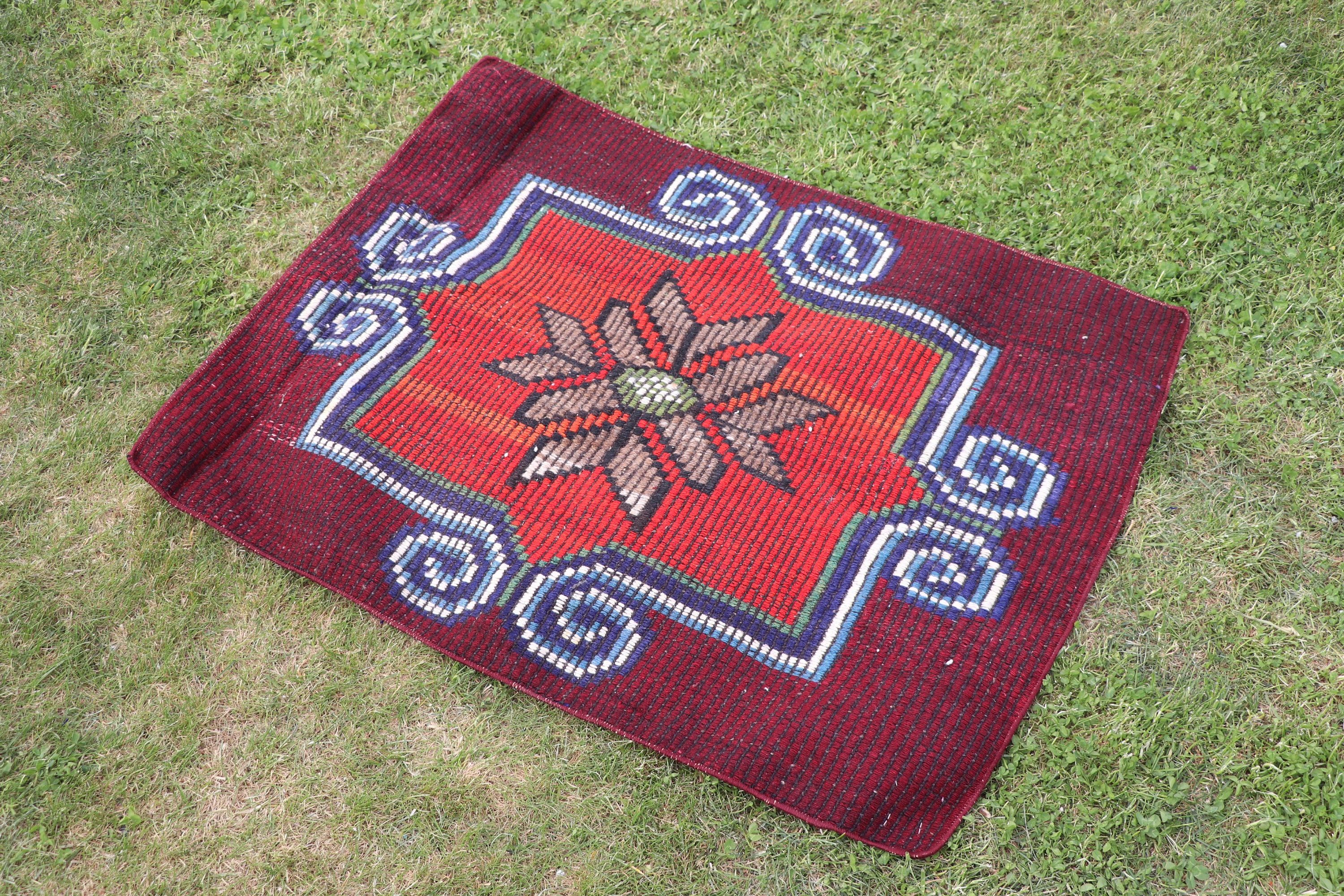 Vintage Rugs, Kitchen Rug, Turkish Rugs, Kilim, Floor Rug, Tribal Rugs, Red Cool Rug, Oriental Rug, 2.3x3 ft Small Rug, Wall Hanging Rugs