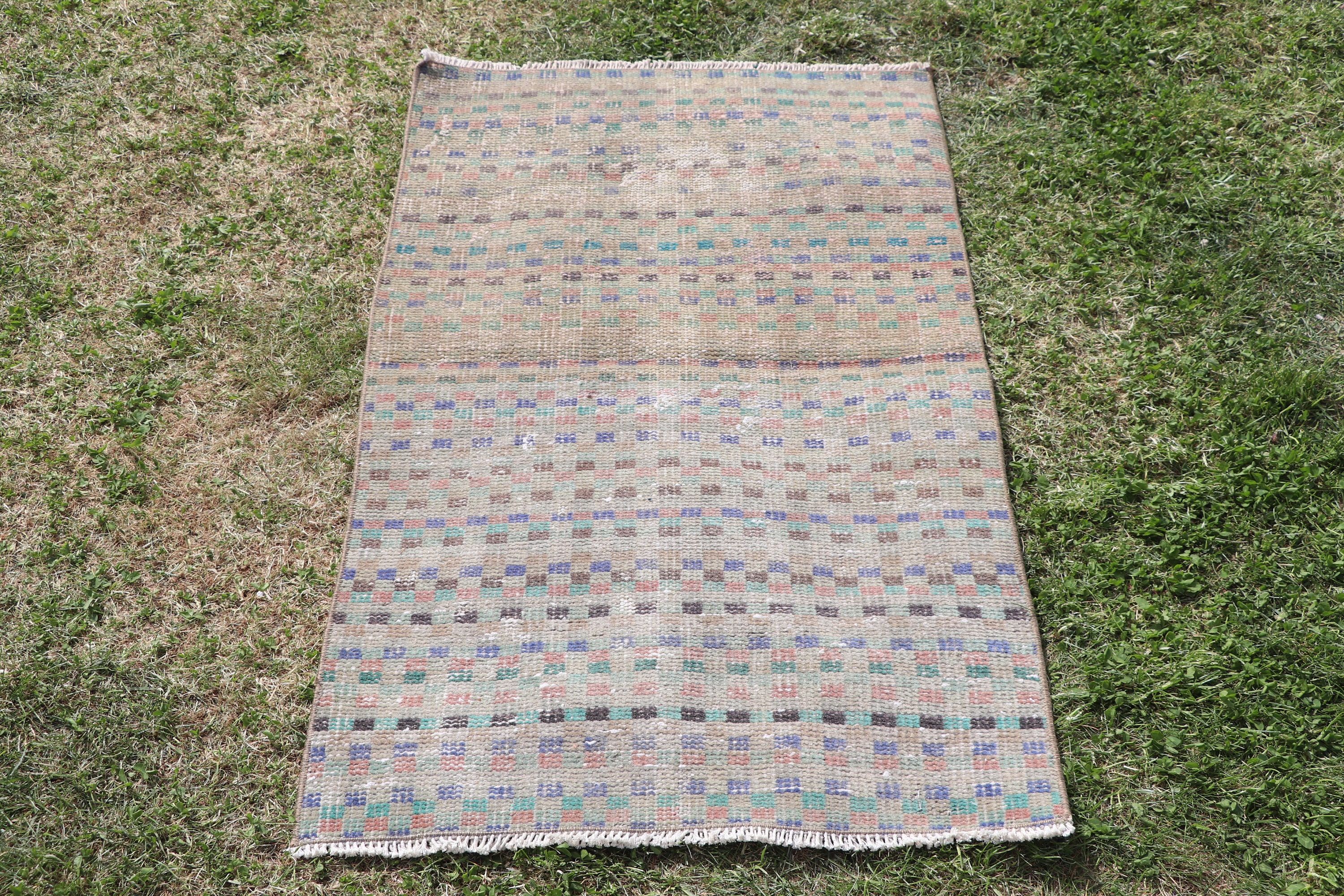 Bej Boho Halılar, 2.1x3.5 ft Küçük Halılar, Oryantal Halılar, Bohem Halılar, Türk Halıları, Vintage Halı, Mutfak Halısı, Yer Halısı, Duvara Asılı Halı