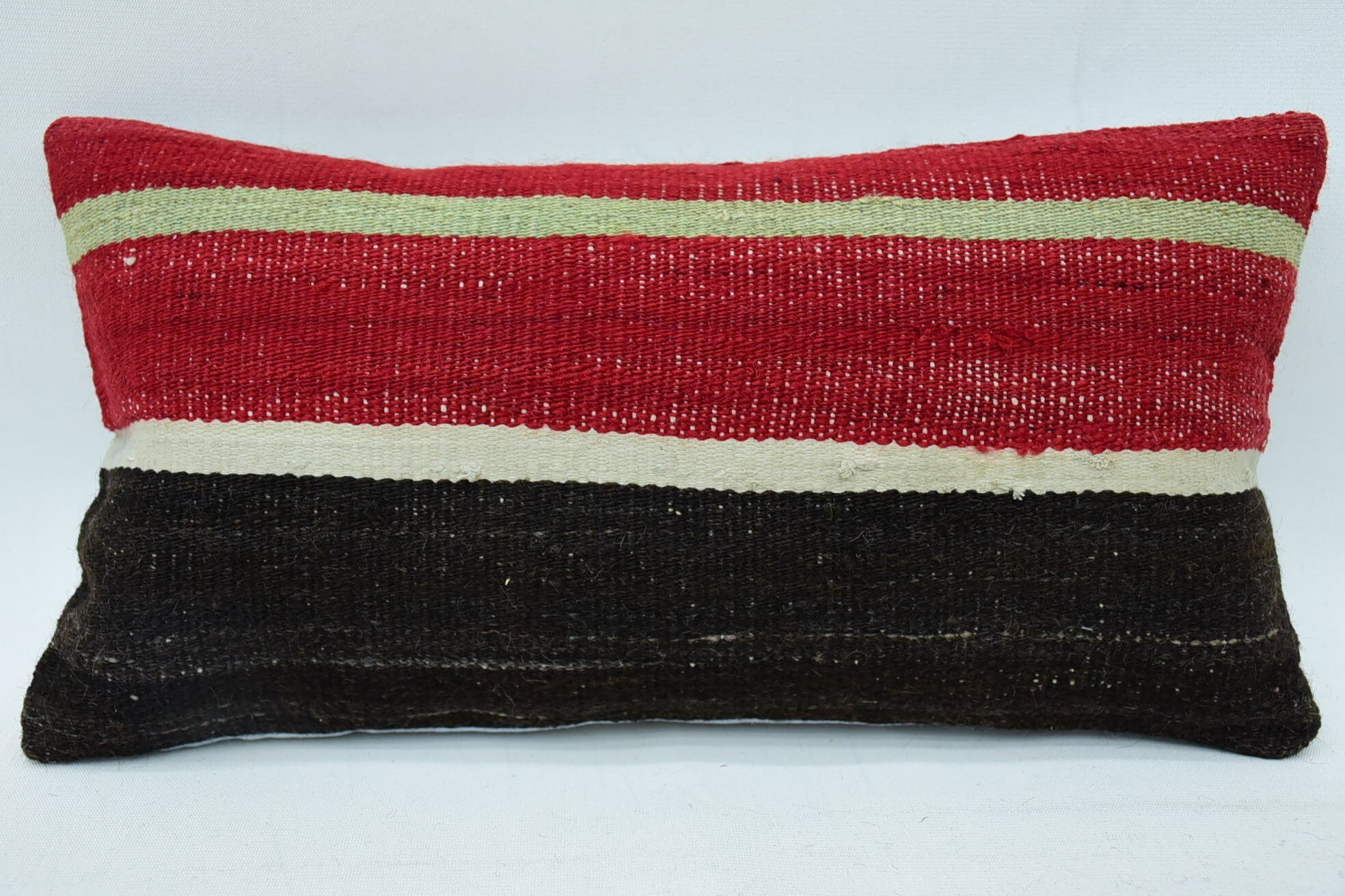 Türk Yastığı, Tığ Desenli Yastık, Yatak Minderi, Vintage Kilim Yastık, 8"x16" Kırmızı Kırlent Kılıfı, El Yapımı Kilim Minder