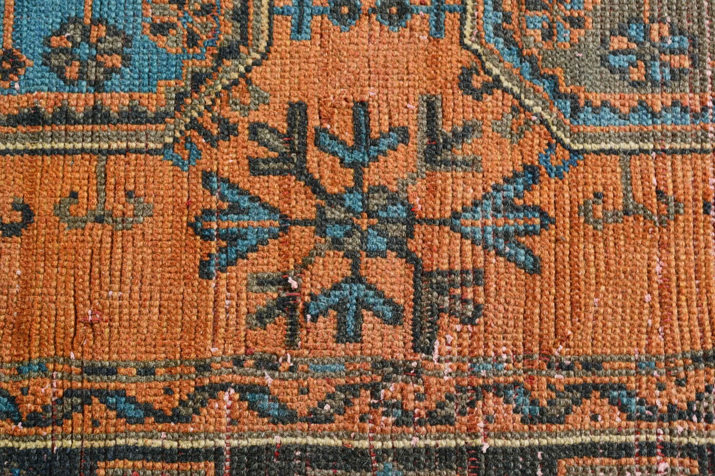 Orange Oriental Rug, Cool Rug, Turkish Rug, Bedroom Rug, Rugs for Bedroom, Pale Rug, Living Room Rug, Vintage Rugs, 4.5x10.7 ft Large Rug