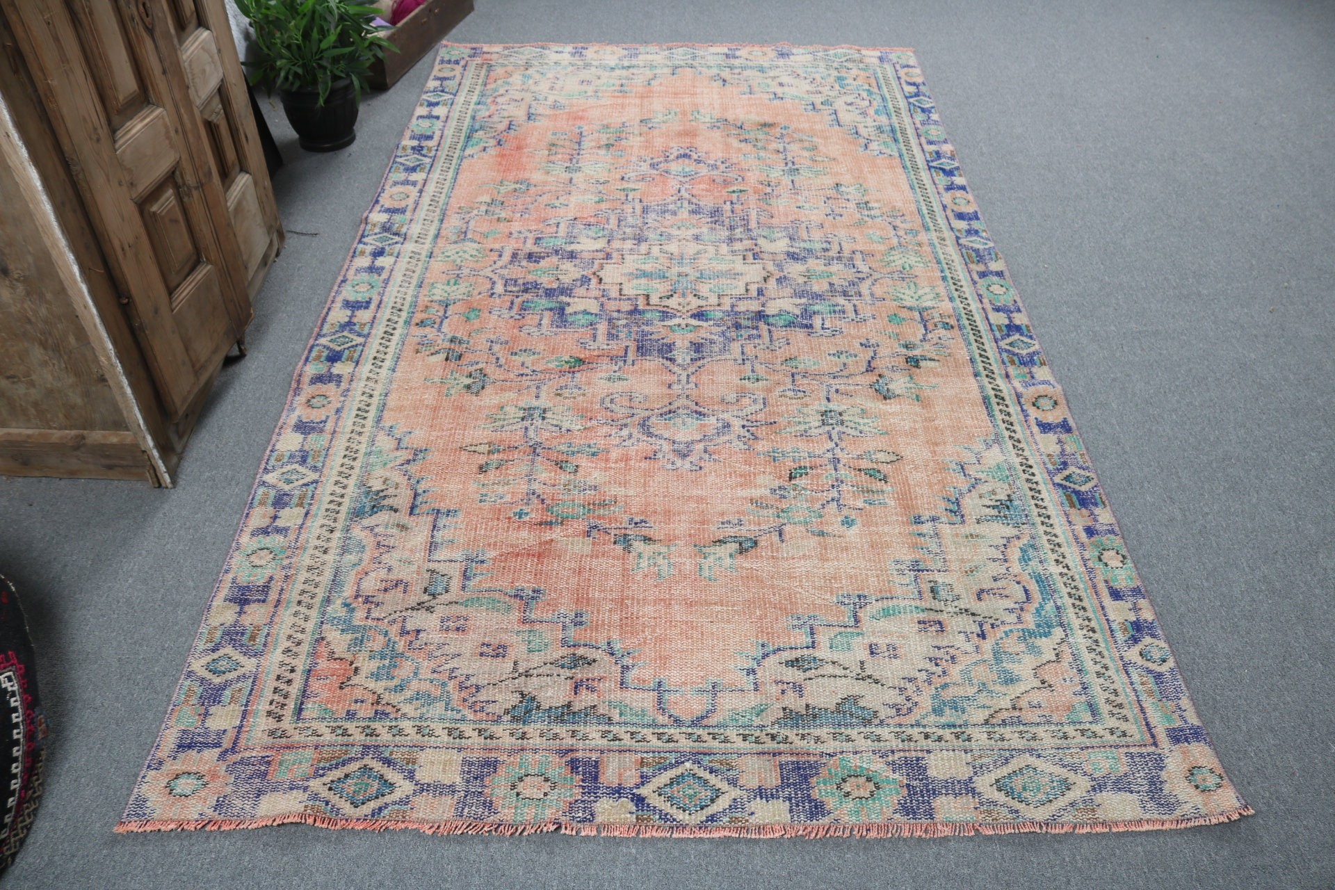 Oturma Odası Halıları, Antika Halı, 5.7x9.1 ft Büyük Halı, Yemek Odası Halıları, Kırmızı Yer Halısı, Lüks Halı, Vintage Halı, Salon Halıları, Türk Halısı