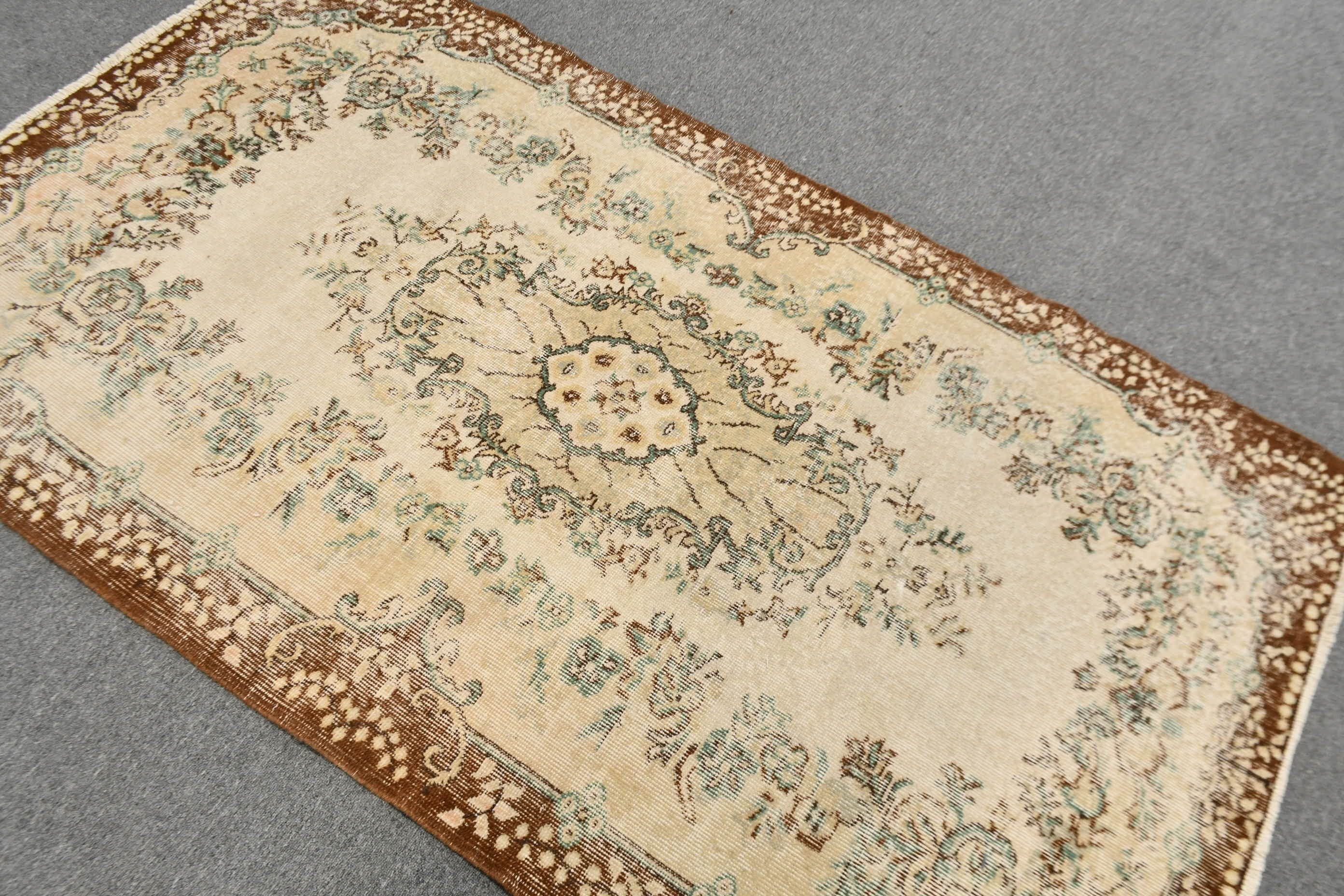 Dining Room Rug, Vintage Rugs, Rugs for Bedroom, Beige Wool Rug, Antique Rug, Floor Rug, 3.8x6.9 ft Area Rug, Turkish Rug, Oriental Rug