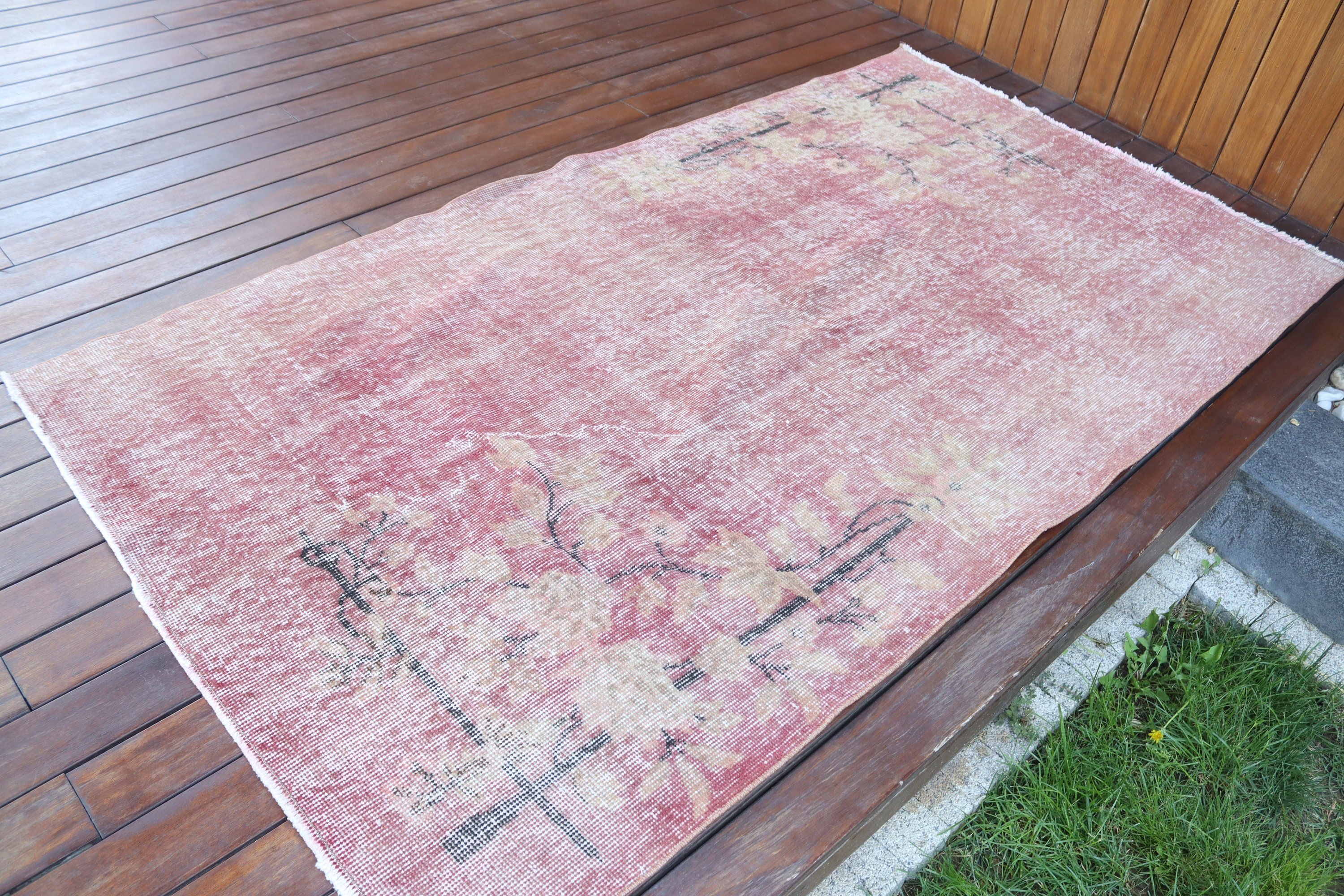 Turkish Rug, Red Antique Rug, Large Area Rug Rugs, 3.7x6.8 ft Area Rug, Vintage Rugs, Indoor Rug, Nursery Rug, Moroccan Rug, Statement Rugs