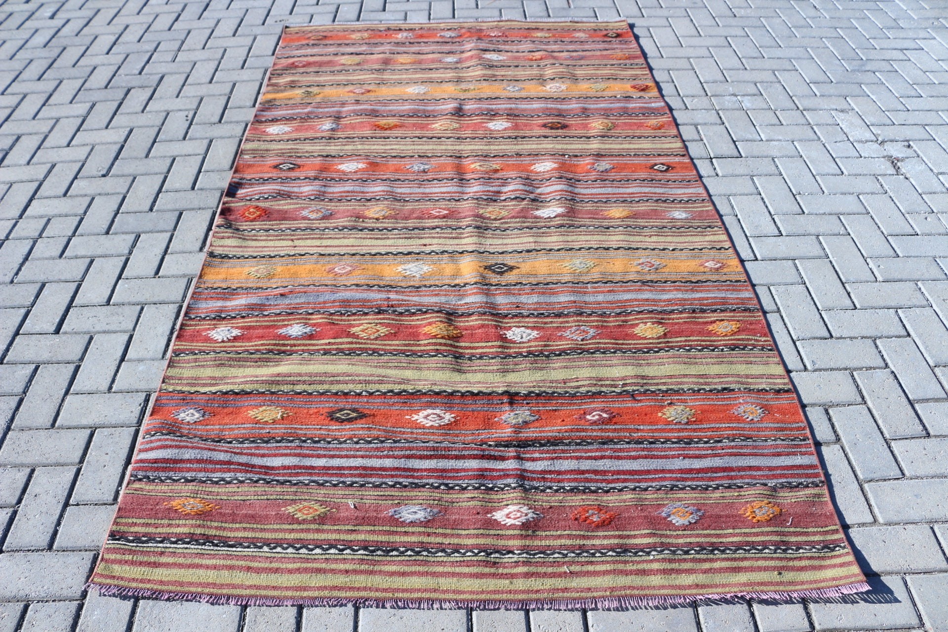 Turkish Rugs, Vintage Rugs, Oriental Rugs, Green Home Decor Rugs, Rugs for Kitchen, Kilim, Indoor Rug, 4.7x8.3 ft Area Rugs, Bedroom Rugs