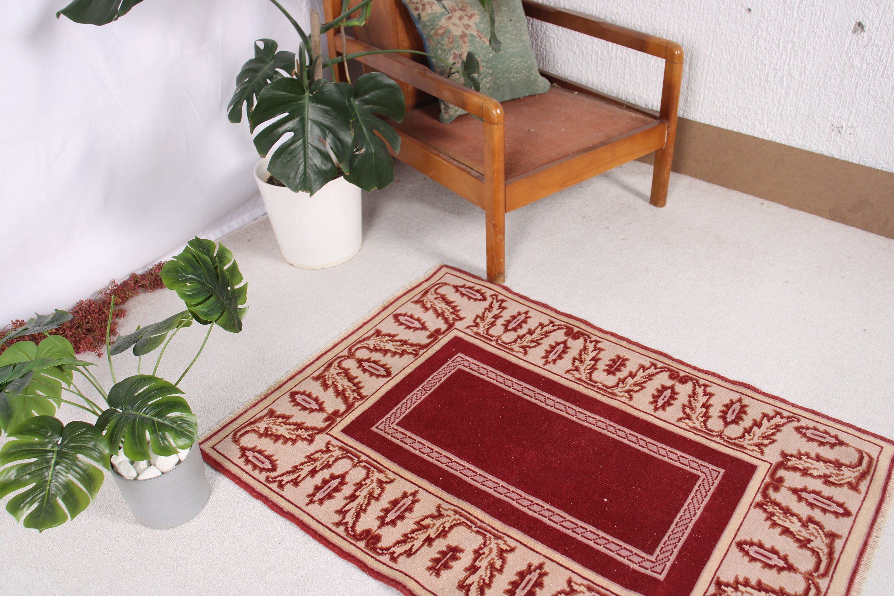 Turkish Rugs, Handwoven Rugs, 2.8x3.9 ft Small Rug, Red Bedroom Rug, Moroccan Rug, Small Area Rug, Bathroom Rug, Neutral Rugs, Vintage Rug