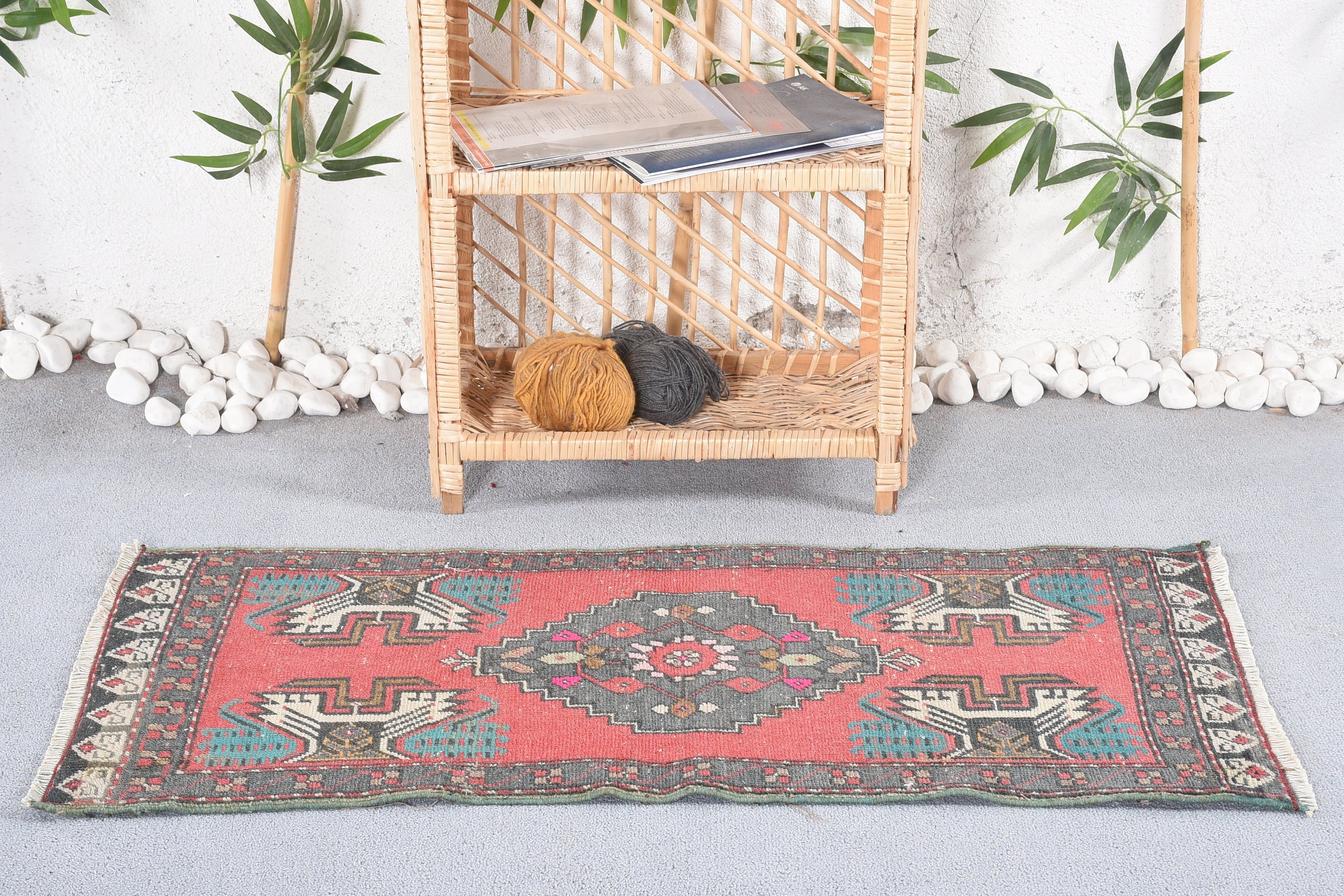 Turkish Rug, Rugs for Nursery, Bedroom Rug, Red Anatolian Rug, 1.8x3.6 ft Small Rug, Kitchen Rugs, Oushak Rug, Vintage Rug, Bathroom Rug