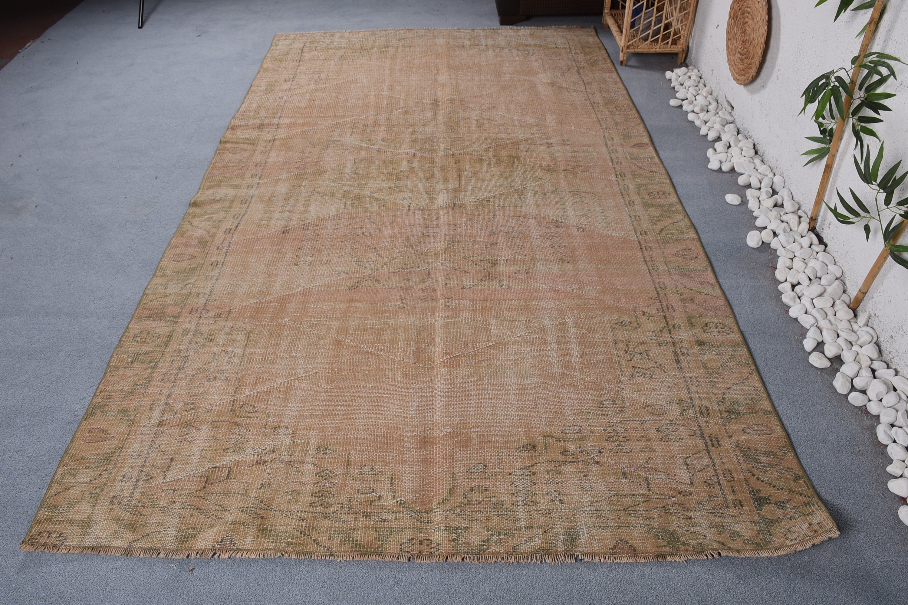 Bedroom Rugs, Turkish Rug, Anatolian Rug, Vintage Rug, Orange Oriental Rugs, Boho Rug, Oriental Rug, 5.2x9.2 ft Large Rug, Dining Room Rug