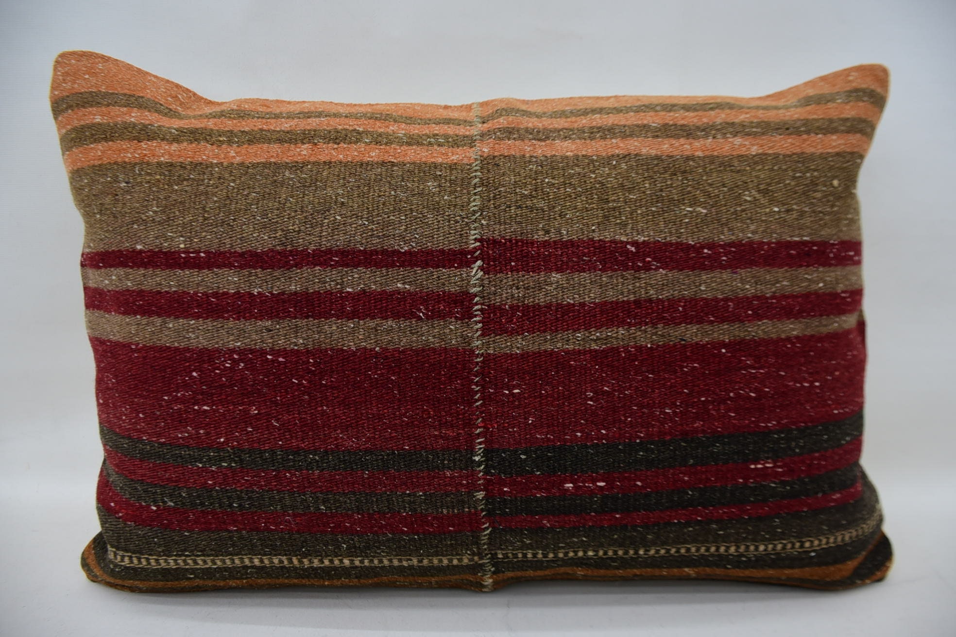Kilim Pillow, Gift Pillow, Muted Cushion, Home Decor Pillow, Sofa Bolster Cushion Case, 16"x24" Red Cushion Cover, Handmade Pillow Cover