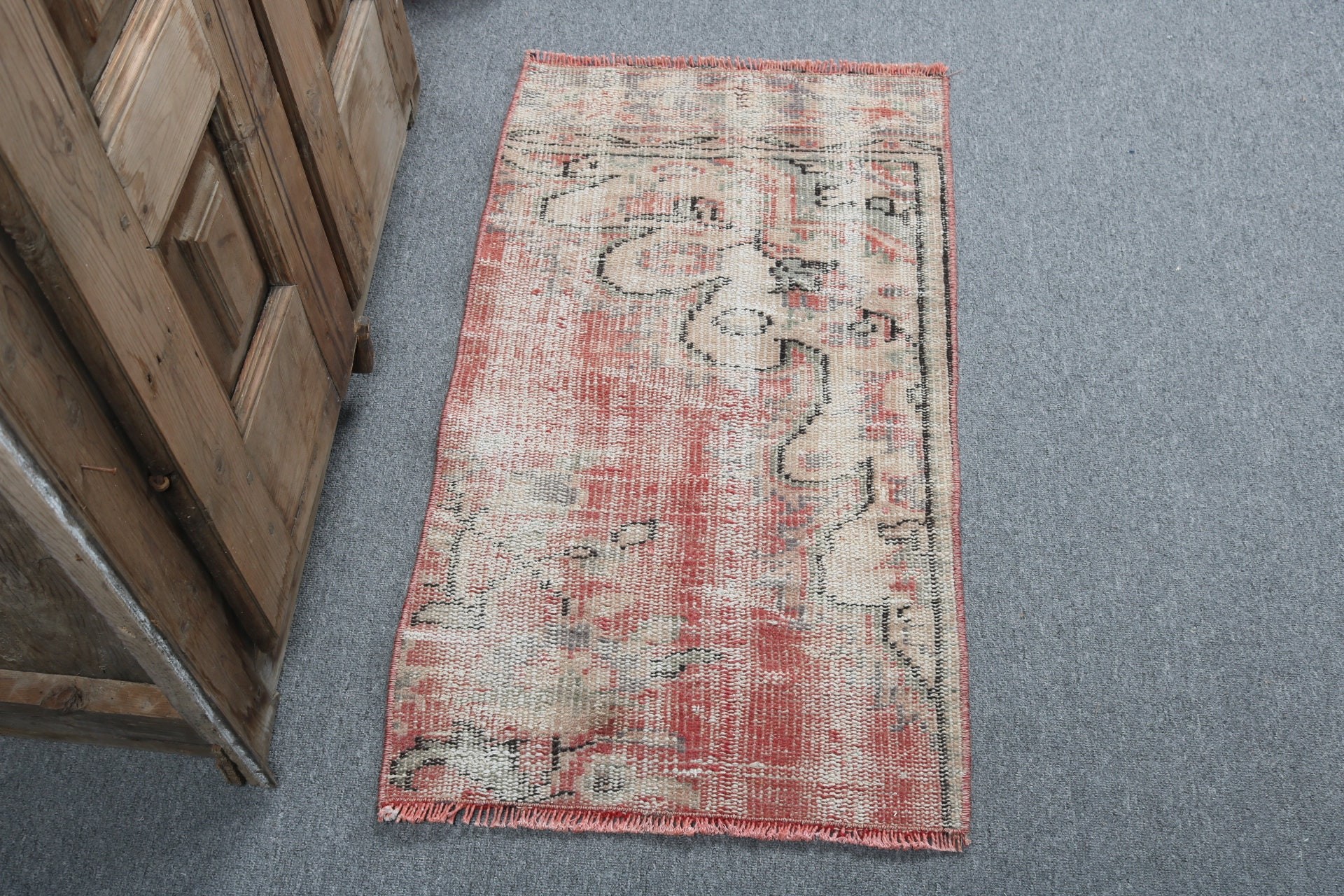 Giriş Halısı, Küçük Alan Halısı, Bej Fas Halıları, Türk Halıları, Vintage Halılar, Boho Halı, Düz Dokuma Halılar, Nötr Halılar, 1,6x3 ft Küçük Halılar