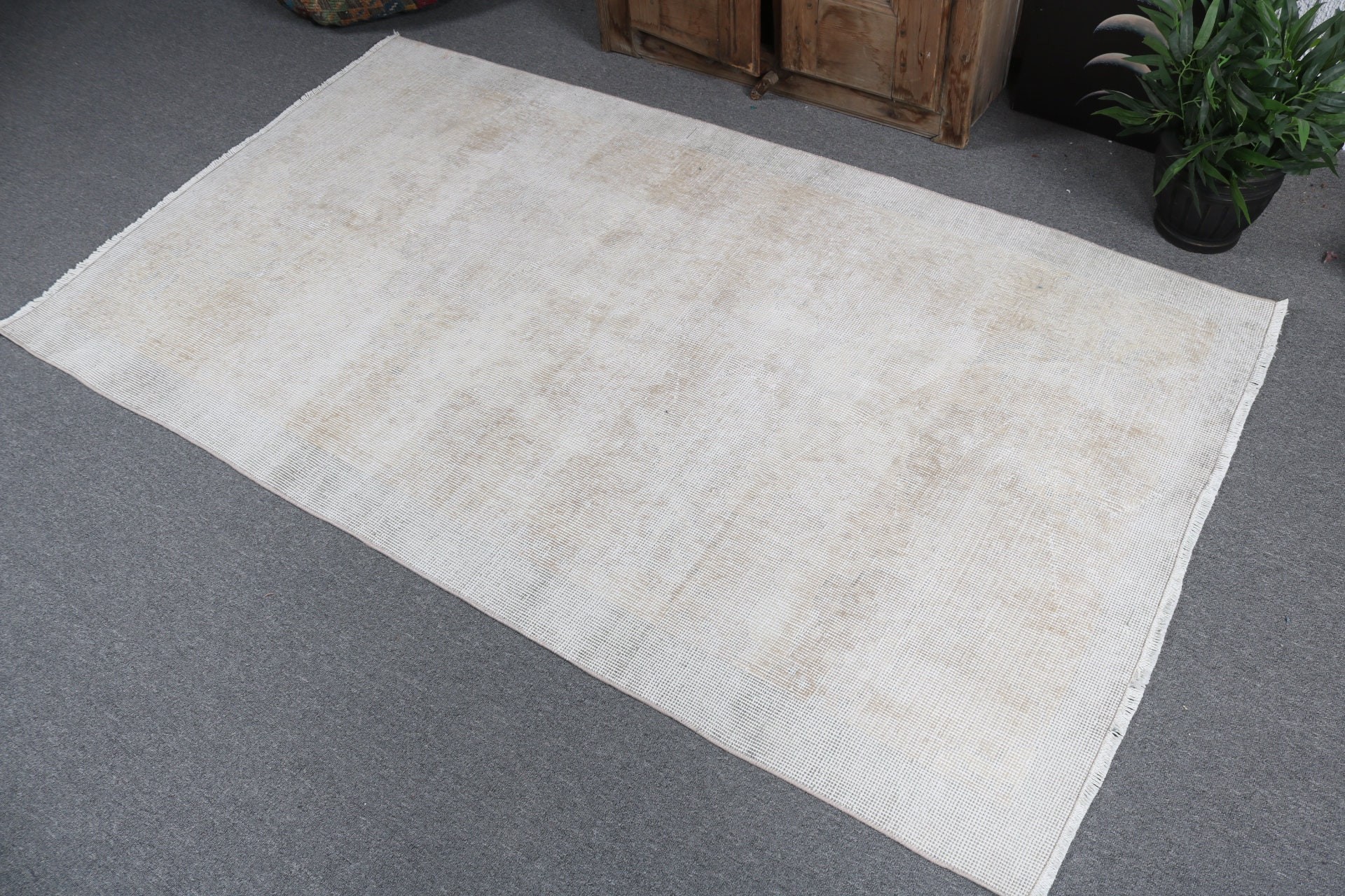 3.7x6.5 ft Area Rug, Indoor Rugs, Vintage Rug, Wool Rug, Rugs for Kitchen, Vintage Area Rug, Beige Luxury Rugs, Cool Rug, Turkish Rug