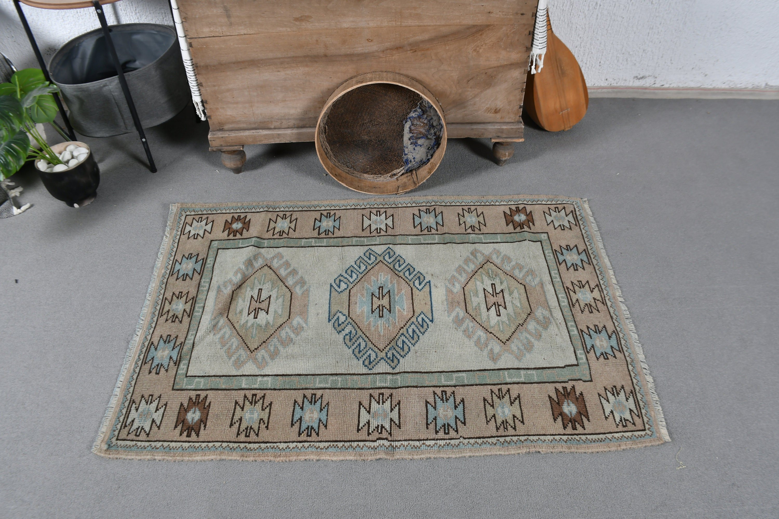 Kitchen Rug, Turkish Rug, Home Decor Rug, 2.9x4.3 ft Small Rugs, Bath Rug, Vintage Rug, Rugs for Entry, Green Moroccan Rugs, Bedroom Rug