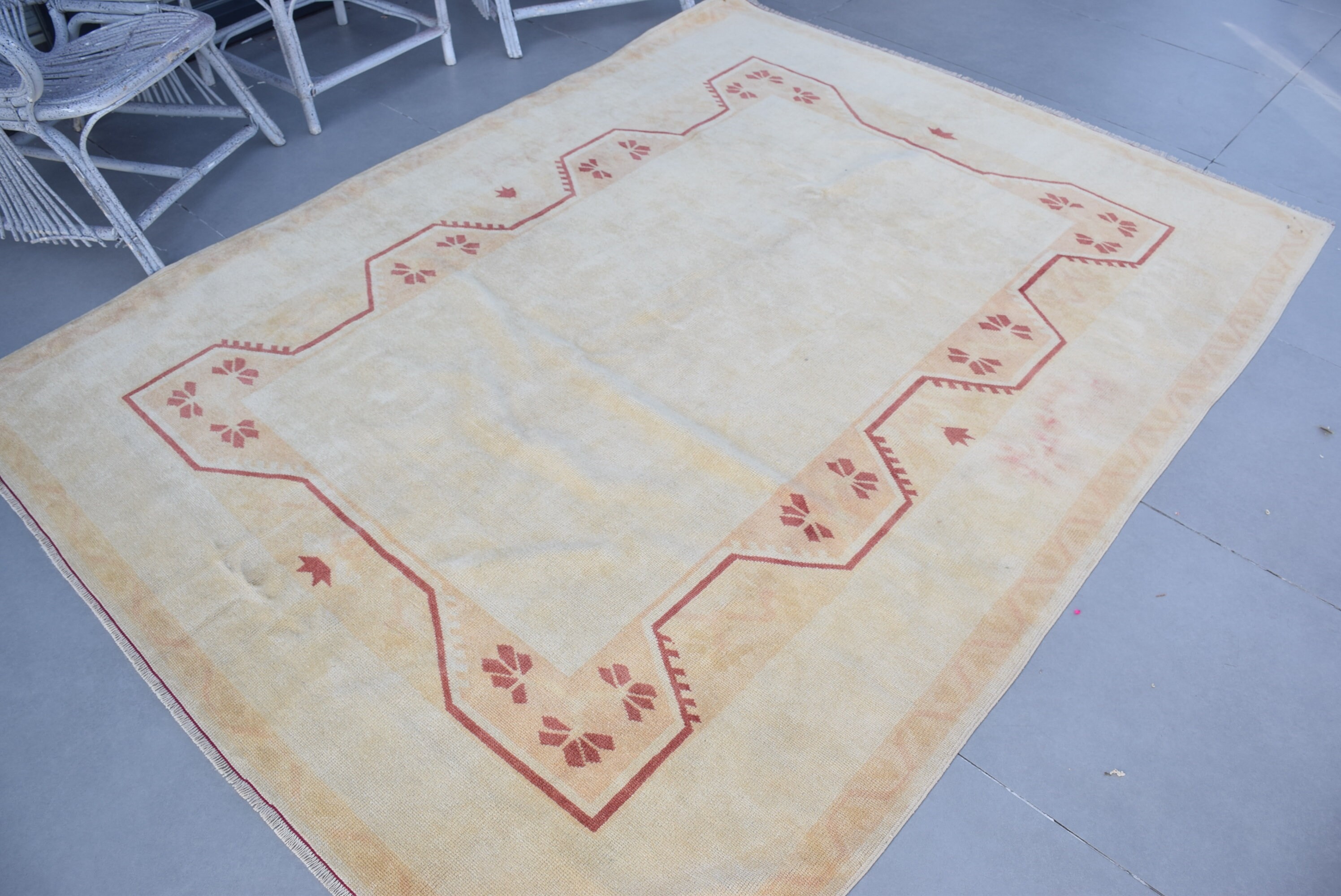 Living Room Rug, Vintage Rugs, Pale Rug, Turkish Rug, 5.9x7.9 ft Large Rug, Yellow Cool Rug, Antique Rug, Old Rug, Salon Rug, Oriental Rugs