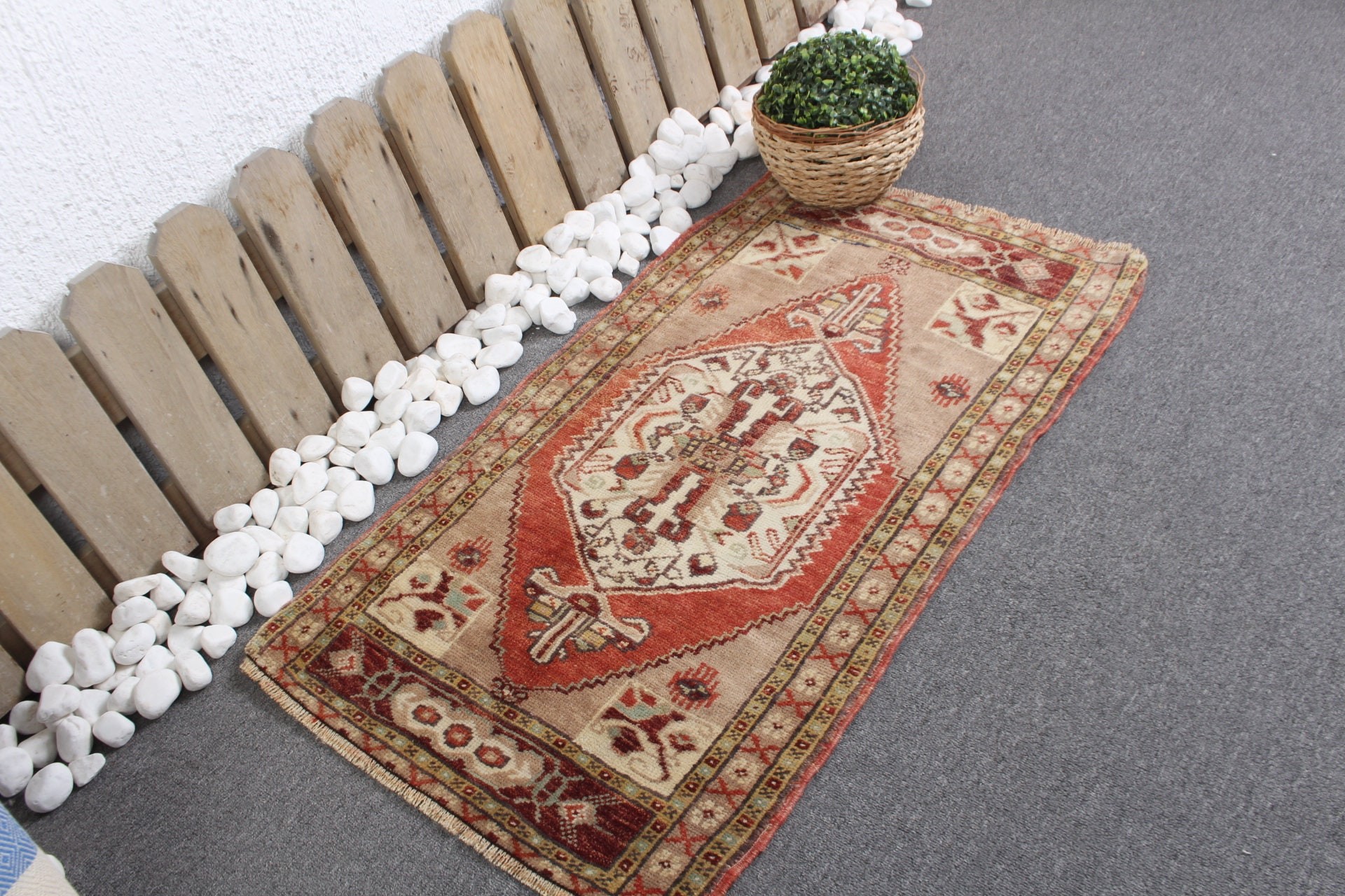 Kahverengi Antika Halı, Mutfak Halısı, 1.8x3.3 ft Küçük Halı, Duvara Asılı Halı, Yatak Odası Halıları, Vintage Halı, Türk Halısı, Göçebe Halısı, Oryantal Halı