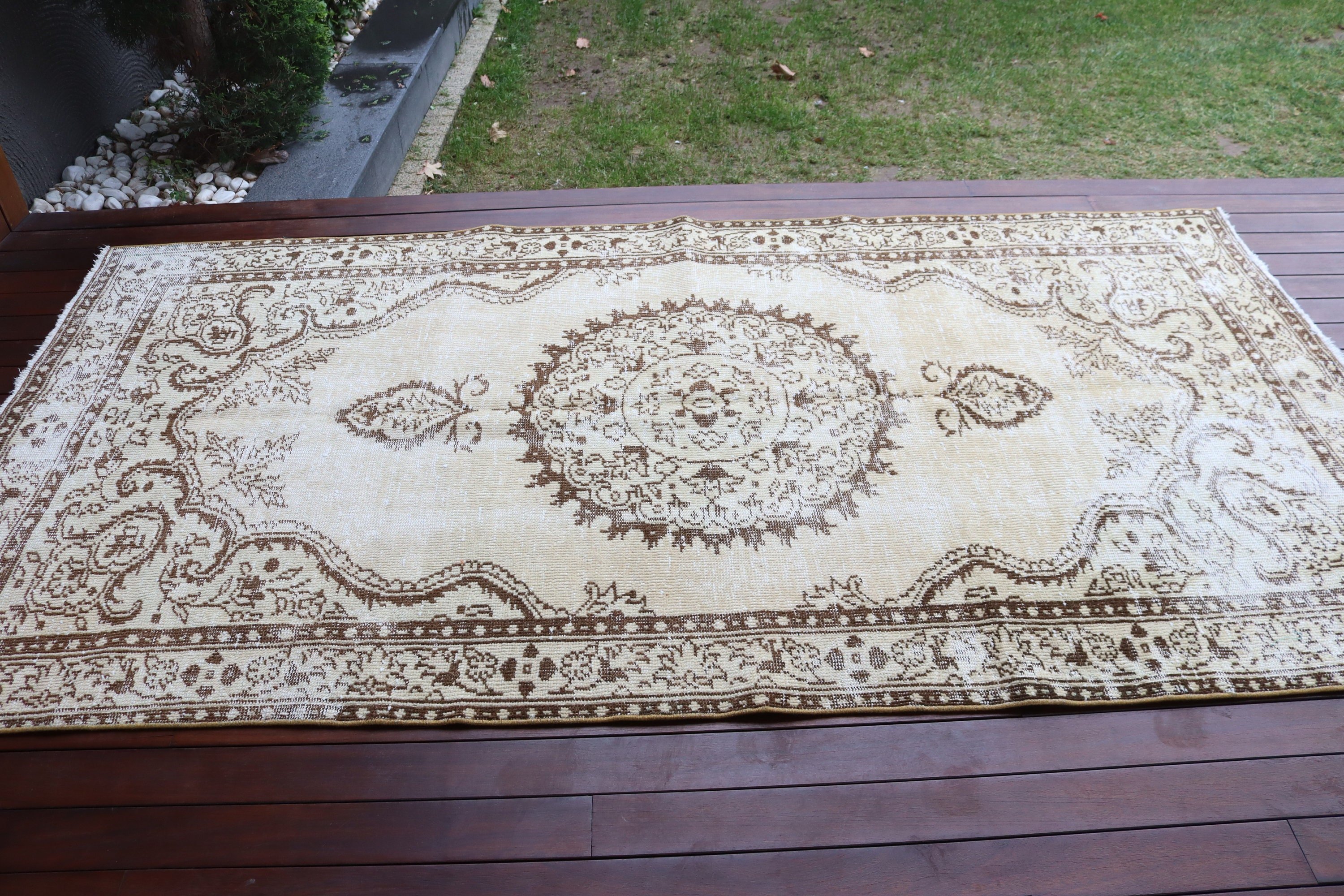 Bej Geometrik Halı, Nötr Halı, Büyük Boho Halılar, 4,6x8,7 ft Büyük Halı, Ev Dekor Halıları, Yemek Odası Halıları, Vintage Halı, Türk Halısı