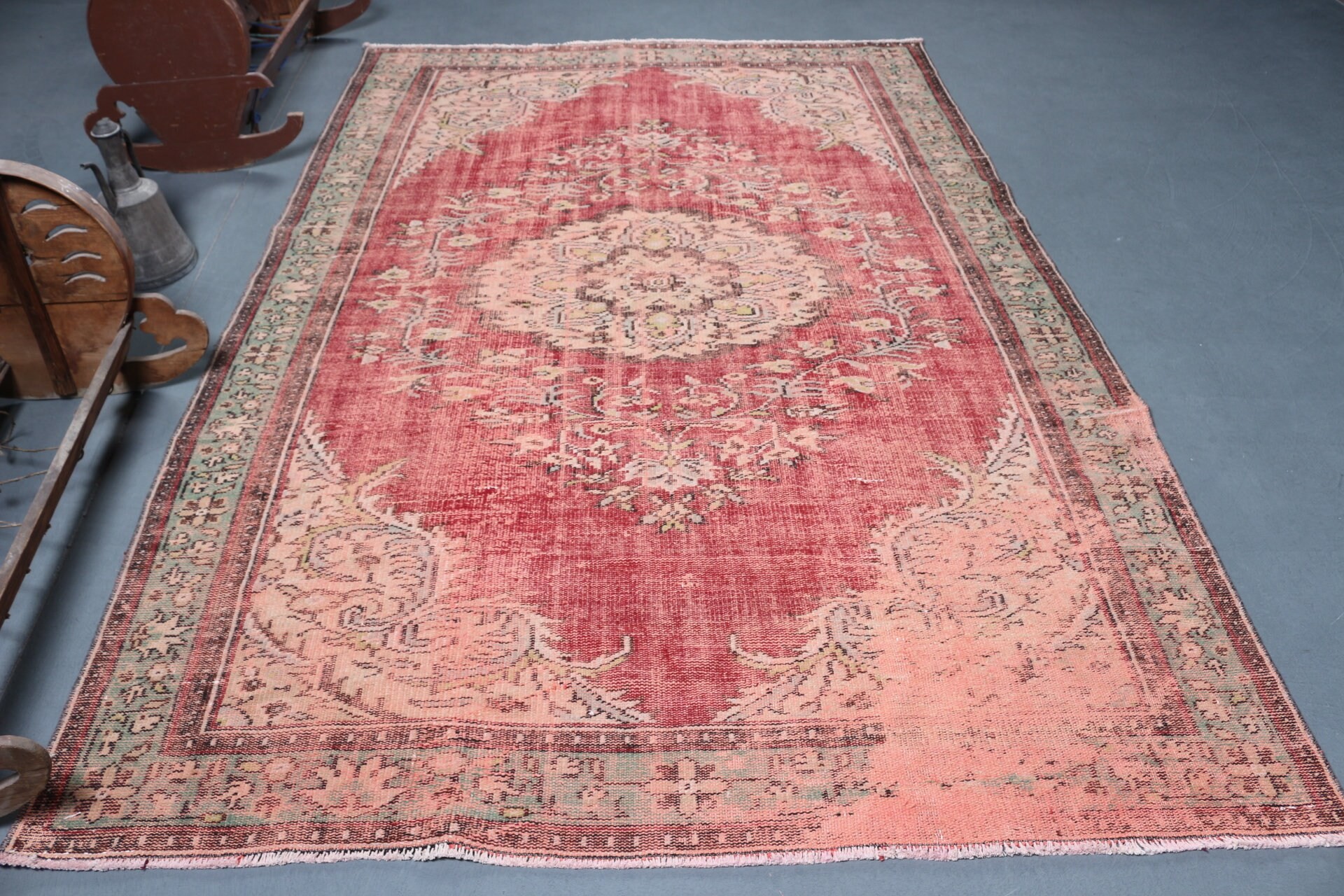 Yemek Odası Halıları, Pembe Oryantal Halılar, 6x9 ft Büyük Halı, Mutfak Halıları, Türk Halıları, Oturma Odası Halıları, Ev Dekor Halısı, Vintage Halı, Sanat Halısı