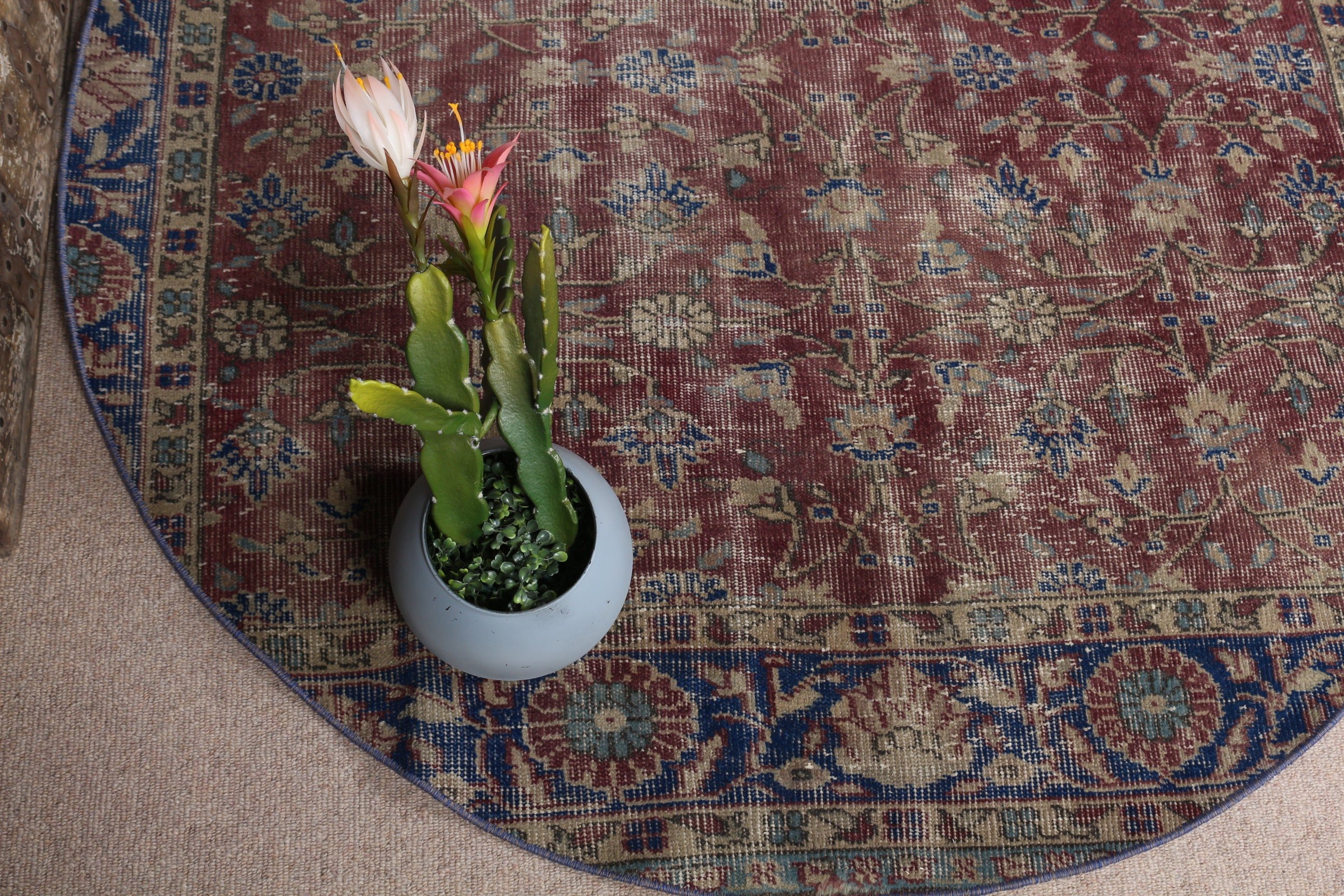 Red Floor Rug, Turkish Rug, Kitchen Rug, Rugs for Entry, Oriental Rug, Bedroom Rug, Vintage Rugs, 4.5x4.5 ft Accent Rugs, Vintage Decor Rug