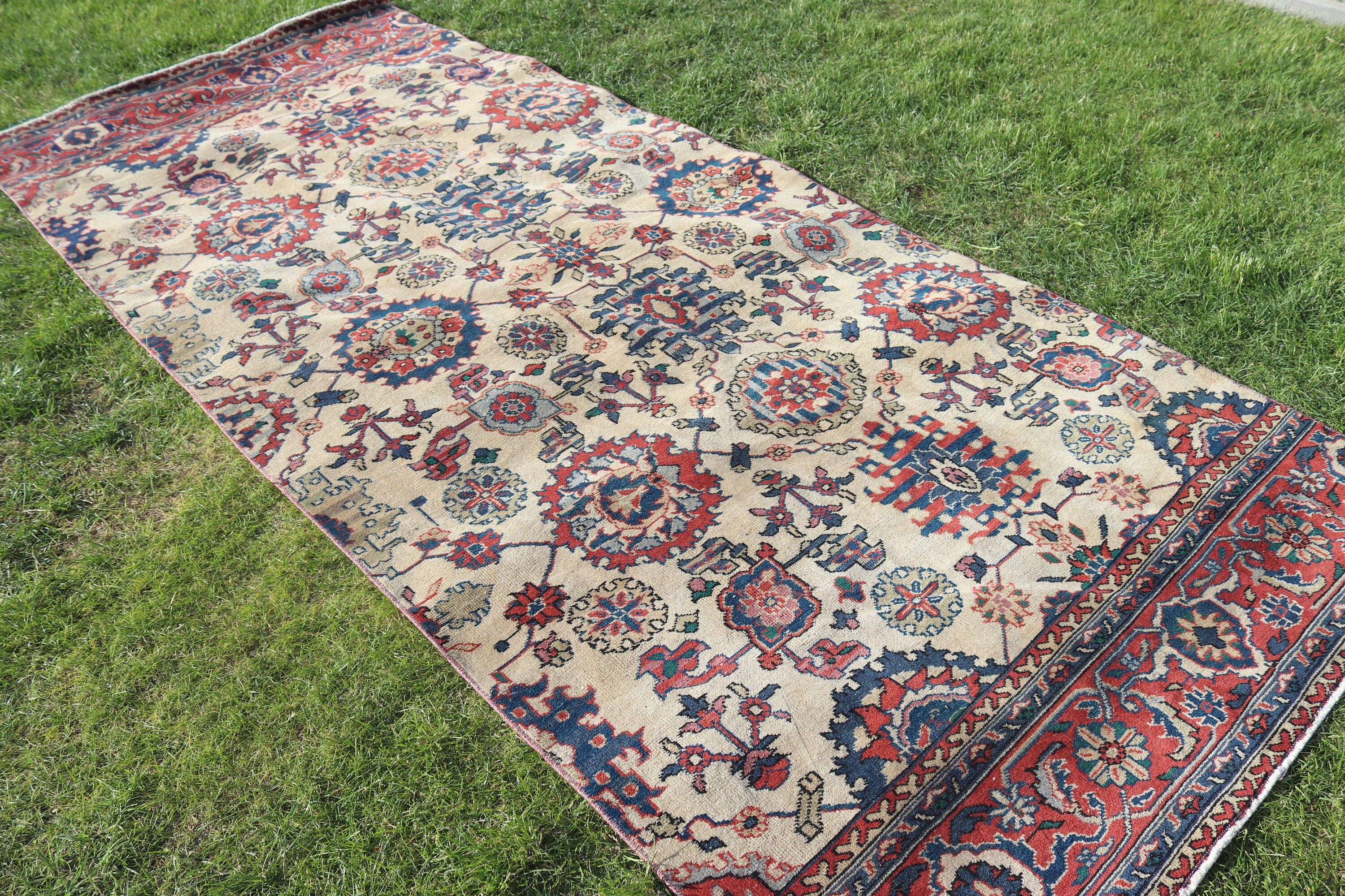 Yatak Odası Halısı, 4.4x10.7 ft Büyük Halı, Antika Halılar, Salon Halıları, Türk Halıları, Nötr Halılar, Kırmızı Soğuk Halı, Vintage Halı, Büyük Boho Halıları