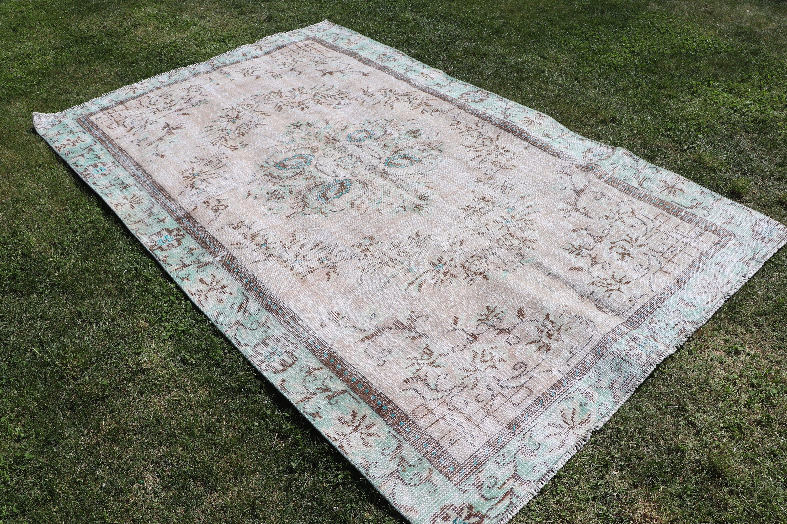 5x7.9 ft Area Rugs, Oriental Rug, Vintage Rug, Rugs for Vintage Area, Flatweave Rug, Beige Modern Rug, Kitchen Rug, Aztec Rug, Turkish Rugs