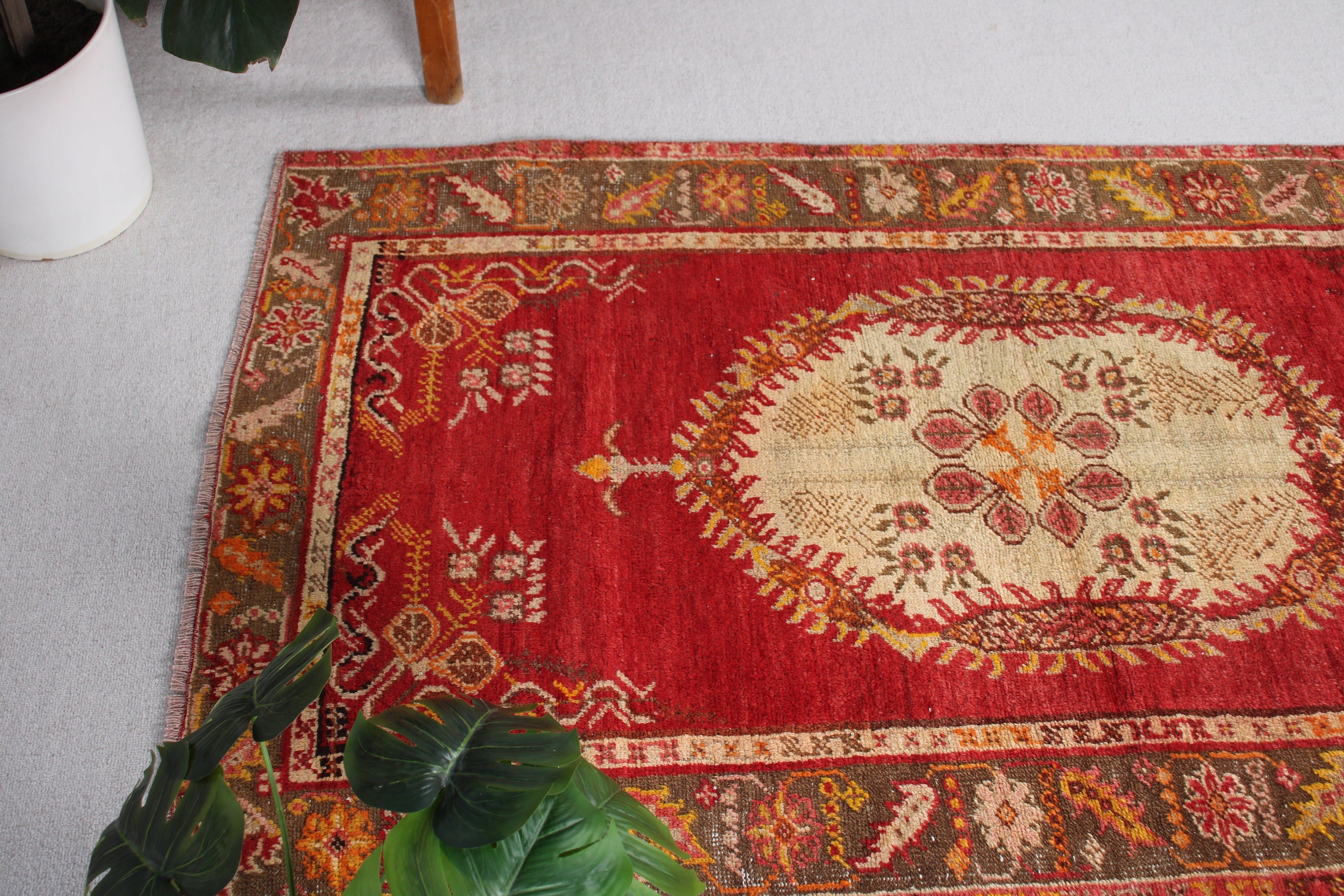 Türk Halıları, Mutfak Halıları, 3.3x5.9 ft Accent Halı, Vintage Halı, Mutfak Halıları, Antika Halı, Kırmızı Antika Halı, Yün Halılar, Yatak Odası Halısı