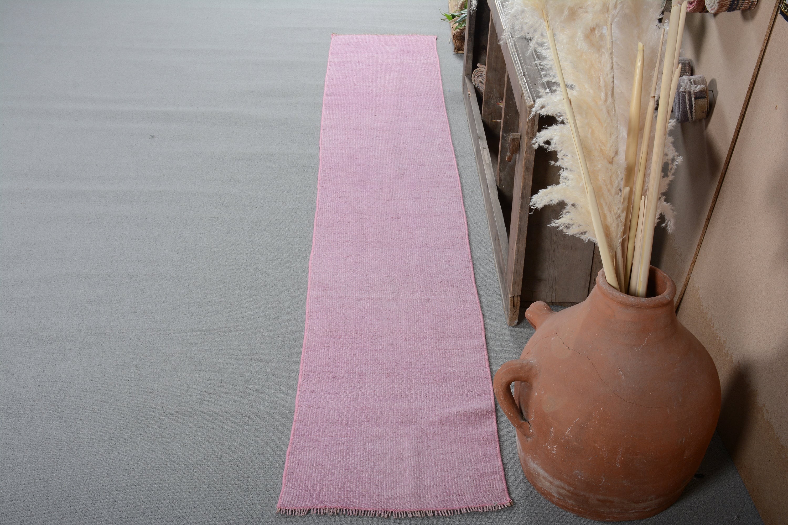 Stair Rug, Vintage Rugs, Rugs for Kitchen, Hallway Rugs, 1.5x10.3 ft Runner Rugs, Cool Rug, Oushak Rug, Turkish Rug, Pink Moroccan Rug