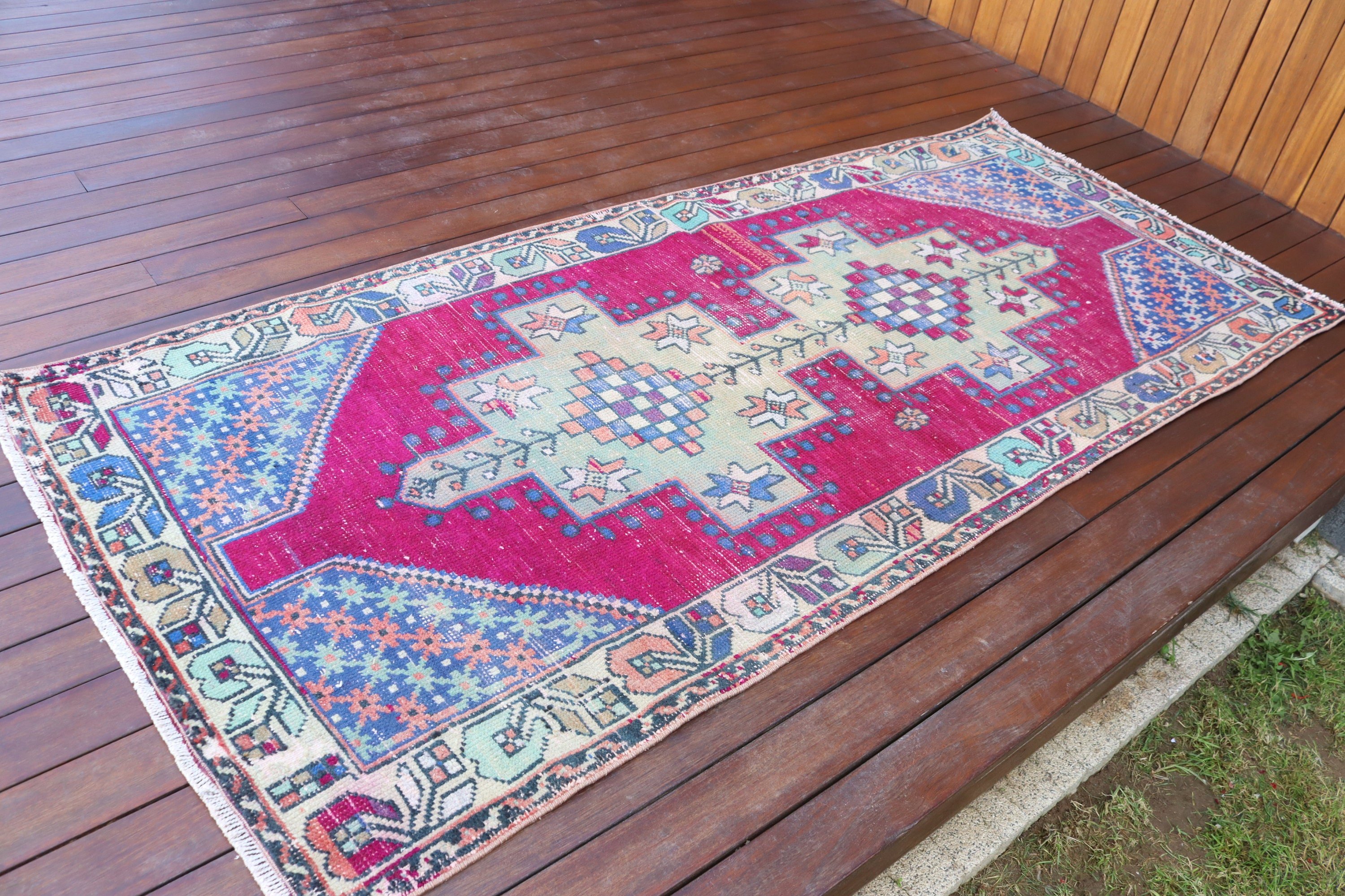 Türk Halısı, Lüks Halı, 3.3x9.4 ft Runner Halısı, Vintage Halı, Statement Halıları, Runner Kilimleri, Pembe Statement Halısı, Mutfak Halısı, Modern Halı