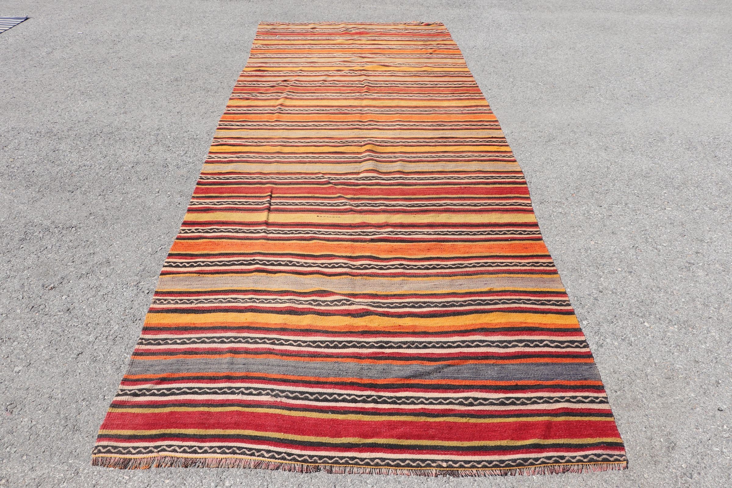 Türk Halısı, Havalı Halılar, Vintage Halı, Merdiven Halıları, Kilim, 4,6x13,1 ft Runner Halısı, Soluk Halı, Turuncu Yün Halı, Anadolu Halıları, Merdiven Halıları