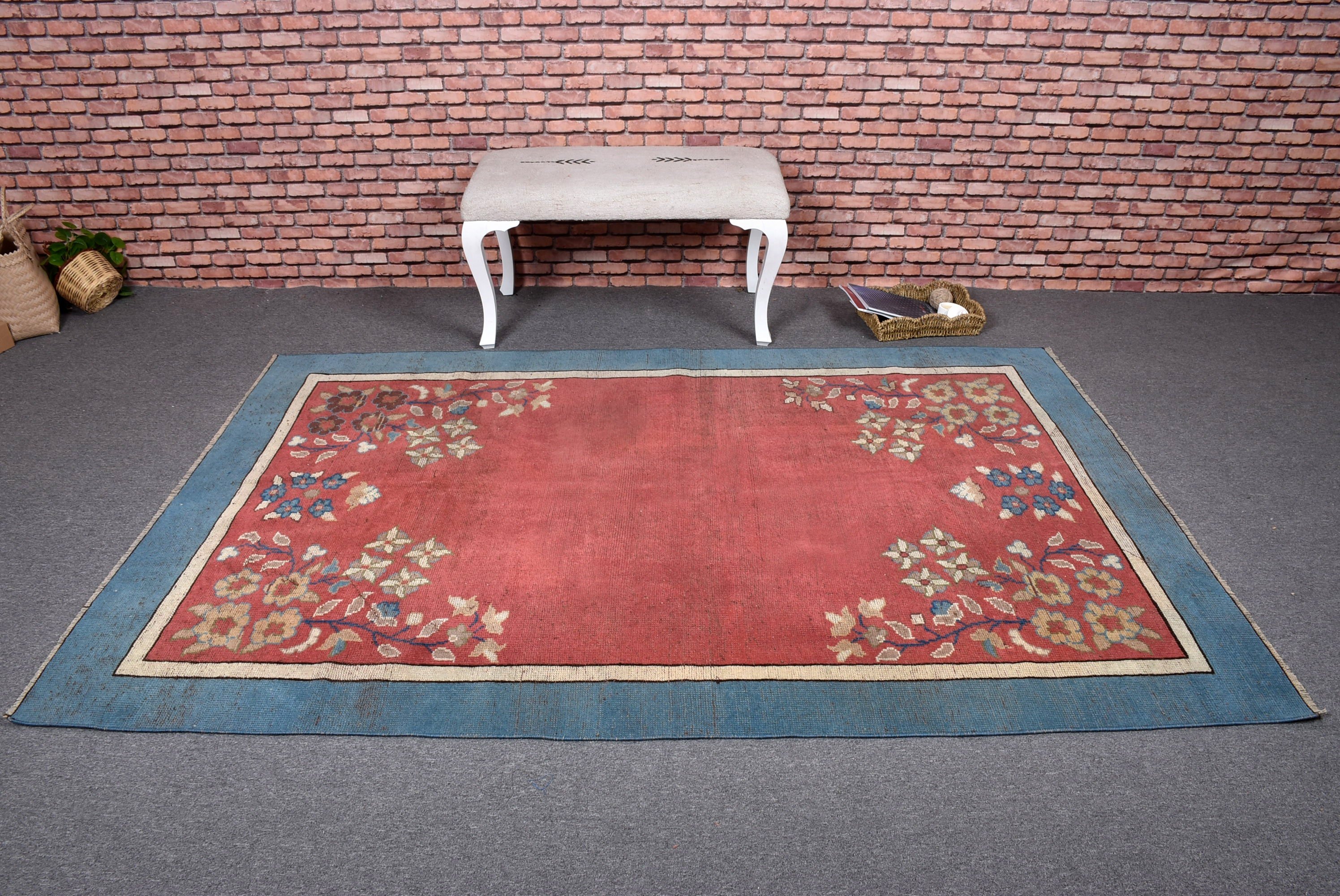 Bedroom Rugs, Aesthetic Rugs, Floor Rugs, Turkish Rugs, Antique Rug, Red Luxury Rug, 5.1x7.5 ft Area Rugs, Vintage Rug, Flatweave Rugs