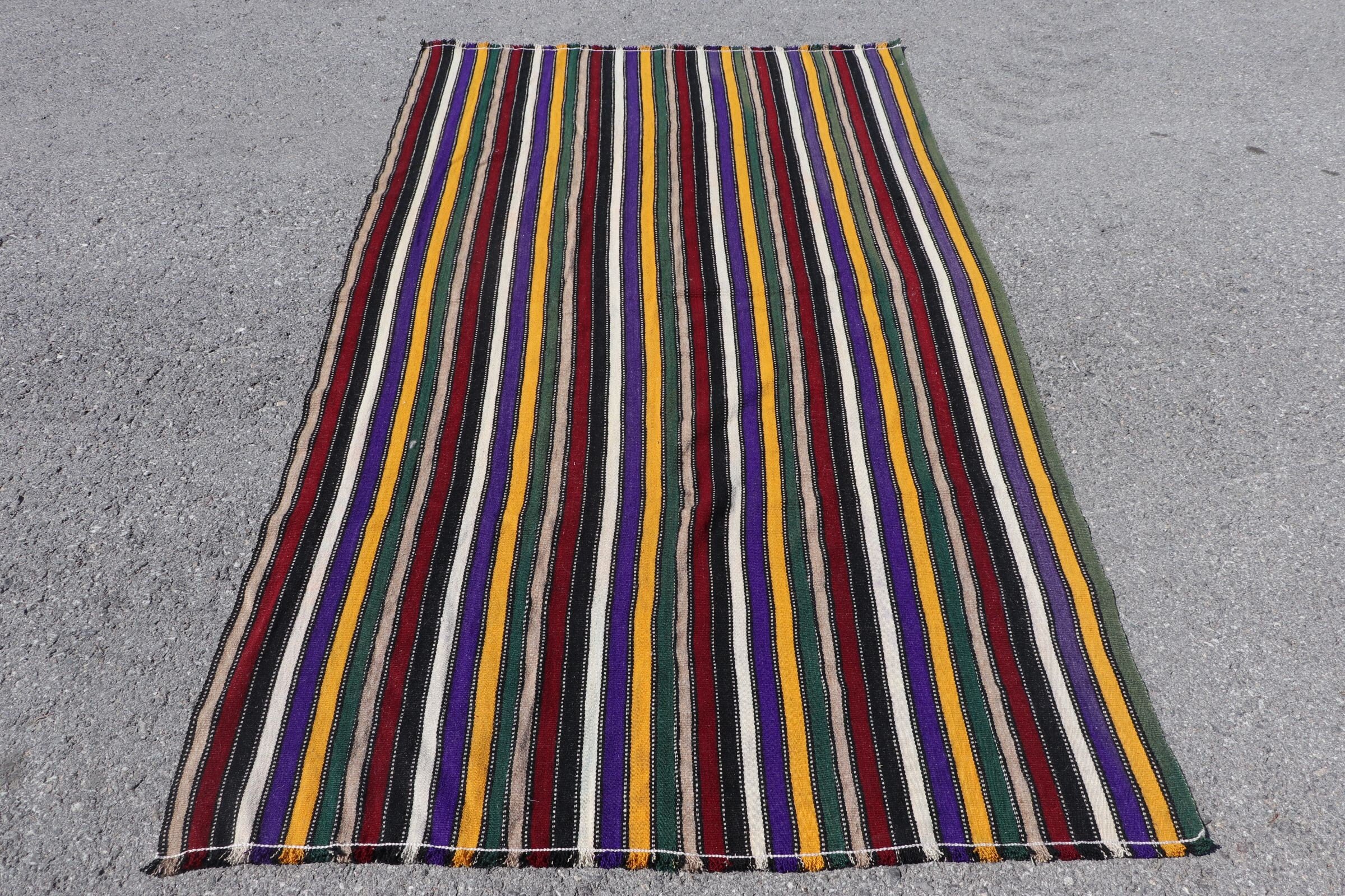 Sarı 4.4x7.6 ft Alan Halısı, Türk Halıları, Mutfak Halıları, Fas Halısı, Yer Halıları, Kilim, Vintage Halı, Oturma Odası Halıları