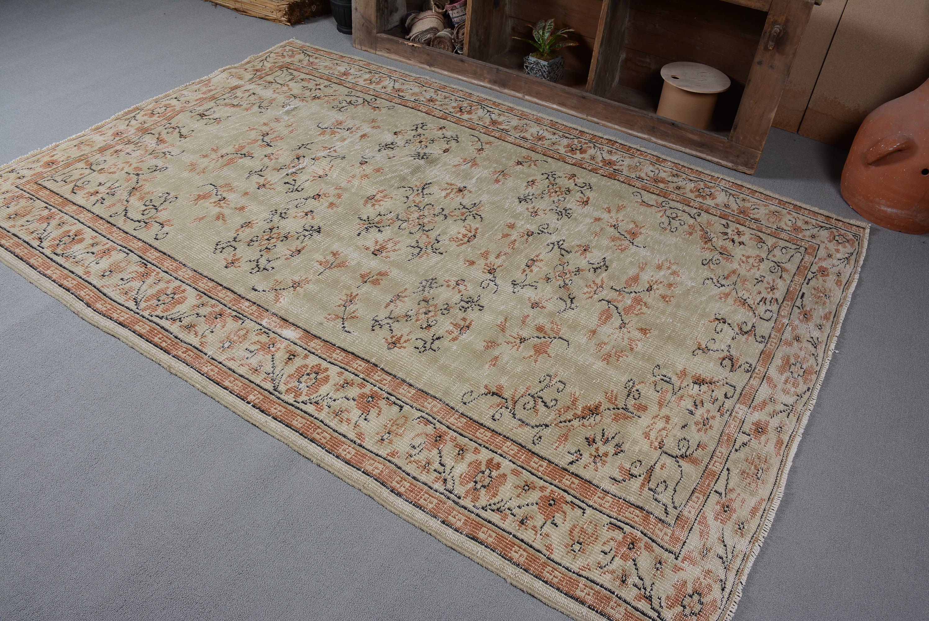 Türk Halısı, Soğuk Halı, 5,8x8,1 ft Büyük Halı, Yemek Odası Halısı, Vintage Halılar, Yatak Odası Halısı, Yurt Halısı, Yeşil Oryantal Halılar, Anadolu Halıları