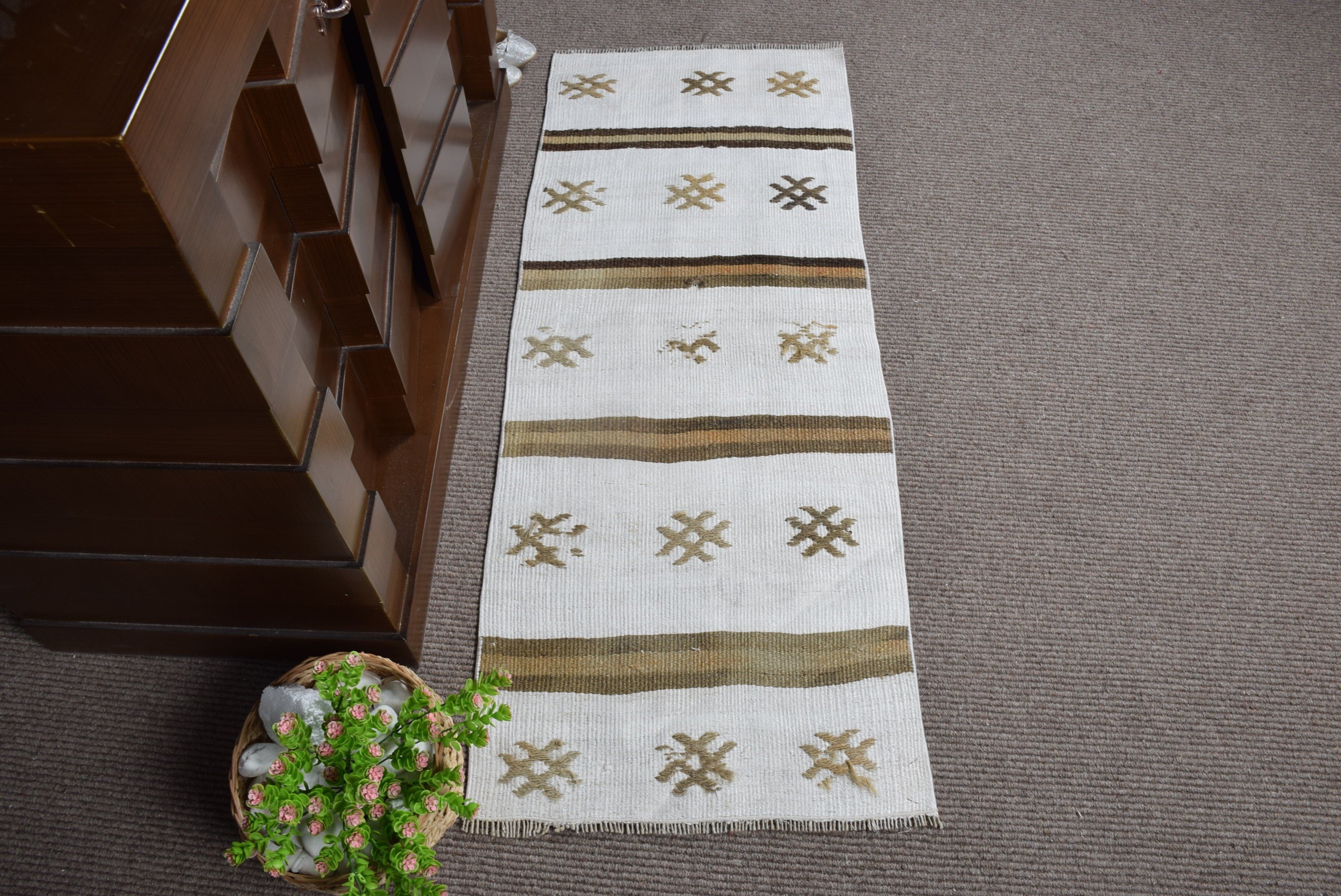 Cool Rug, Bathroom Rug, 1.7x4.3 ft Small Rug, Vintage Rug, Door Mat Rugs, Rugs for Entry, Bedroom Rug, Beige Home Decor Rug, Turkish Rug