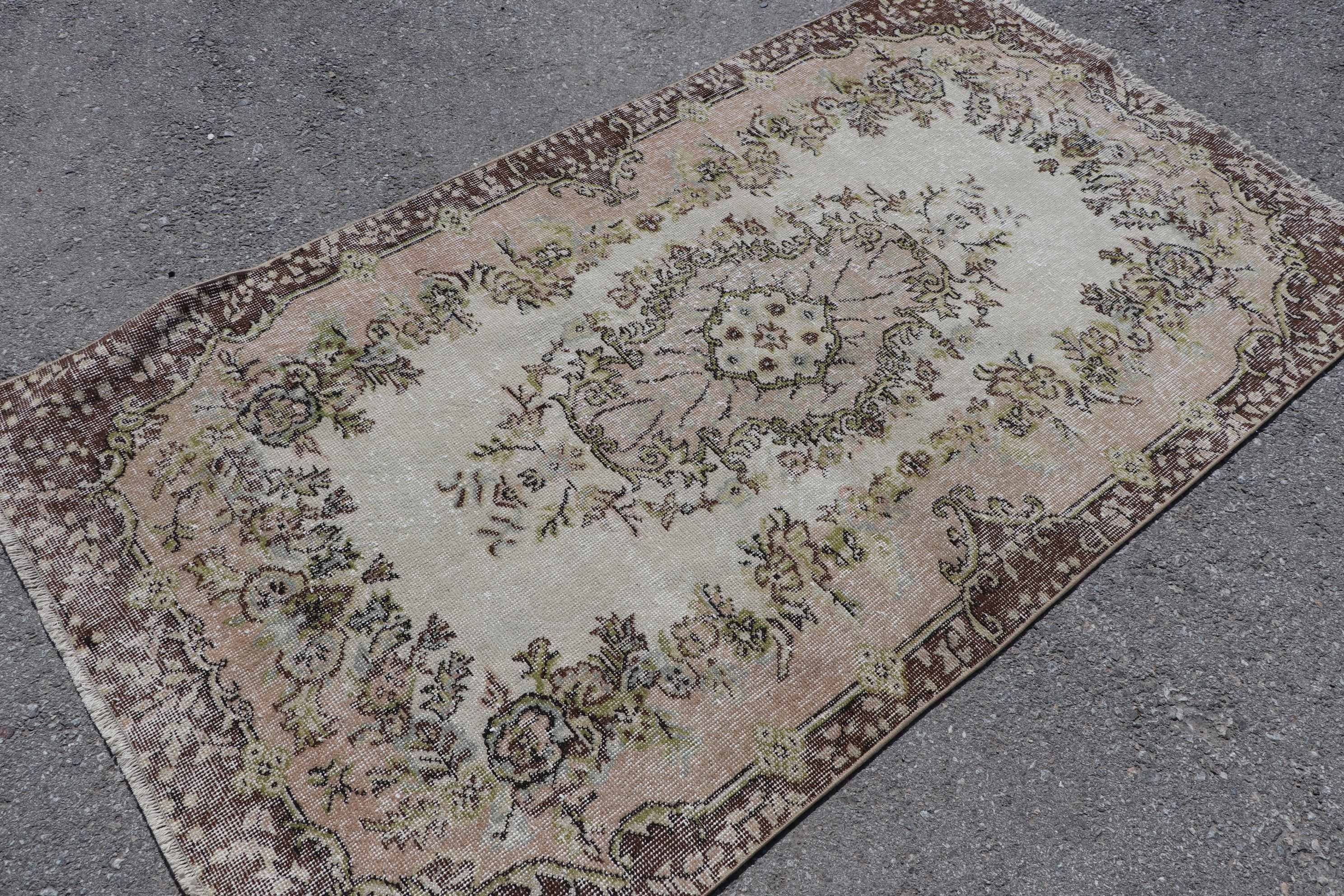 Cute Rug, Brown Kitchen Rugs, 3.8x6.7 ft Area Rugs, Living Room Rug, Kitchen Rugs, Vintage Rug, Turkish Rug, Dining Room Rug