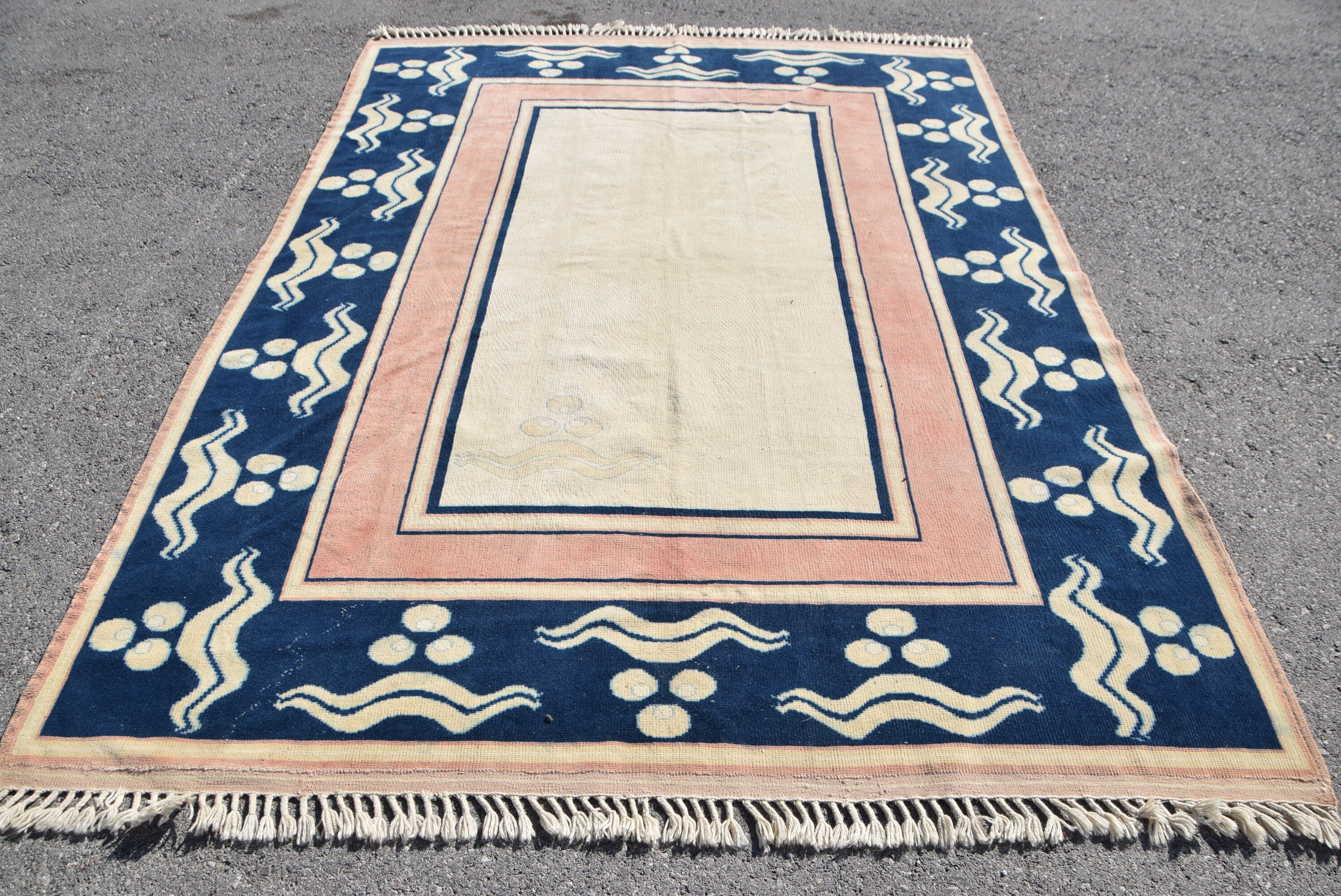 Dining Room Rug, Beige Wool Rugs, Bedroom Rugs, Wool Rugs, Anatolian Rug, Old Rug, Vintage Rug, Dorm Rug, 6.3x8.8 ft Large Rug, Turkish Rug