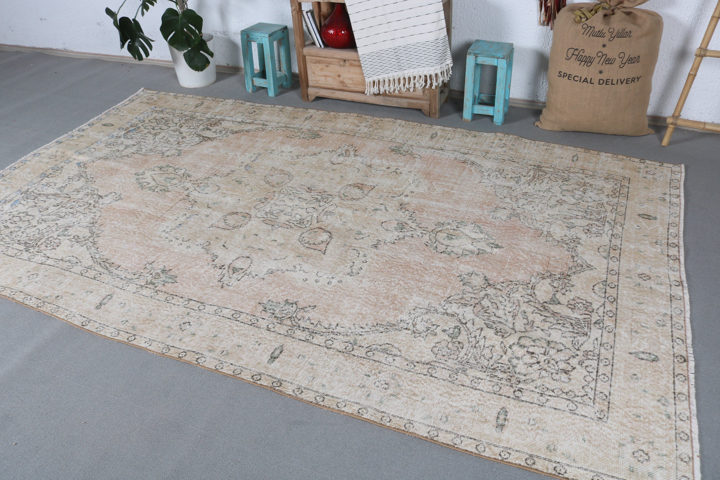 Bedroom Rugs, Turkish Rug, Living Room Rugs, 5.9x9.8 ft Large Rug, Custom Rug, White Moroccan Rug, Salon Rugs, Vintage Rug, Anatolian Rug