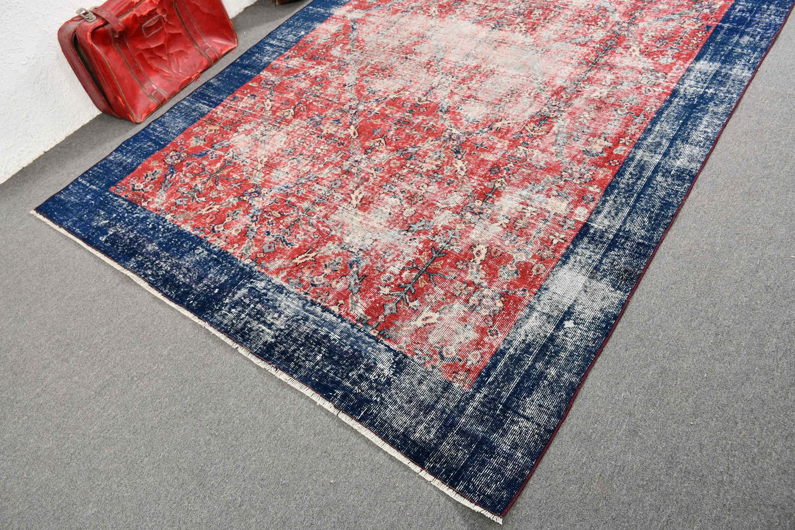 Eclectic Rugs, Turkish Rug, Dining Room Rugs, Red Moroccan Rug, 6.3x9.1 ft Large Rug, Kitchen Rug, Vintage Rugs, Cool Rugs, Bedroom Rugs