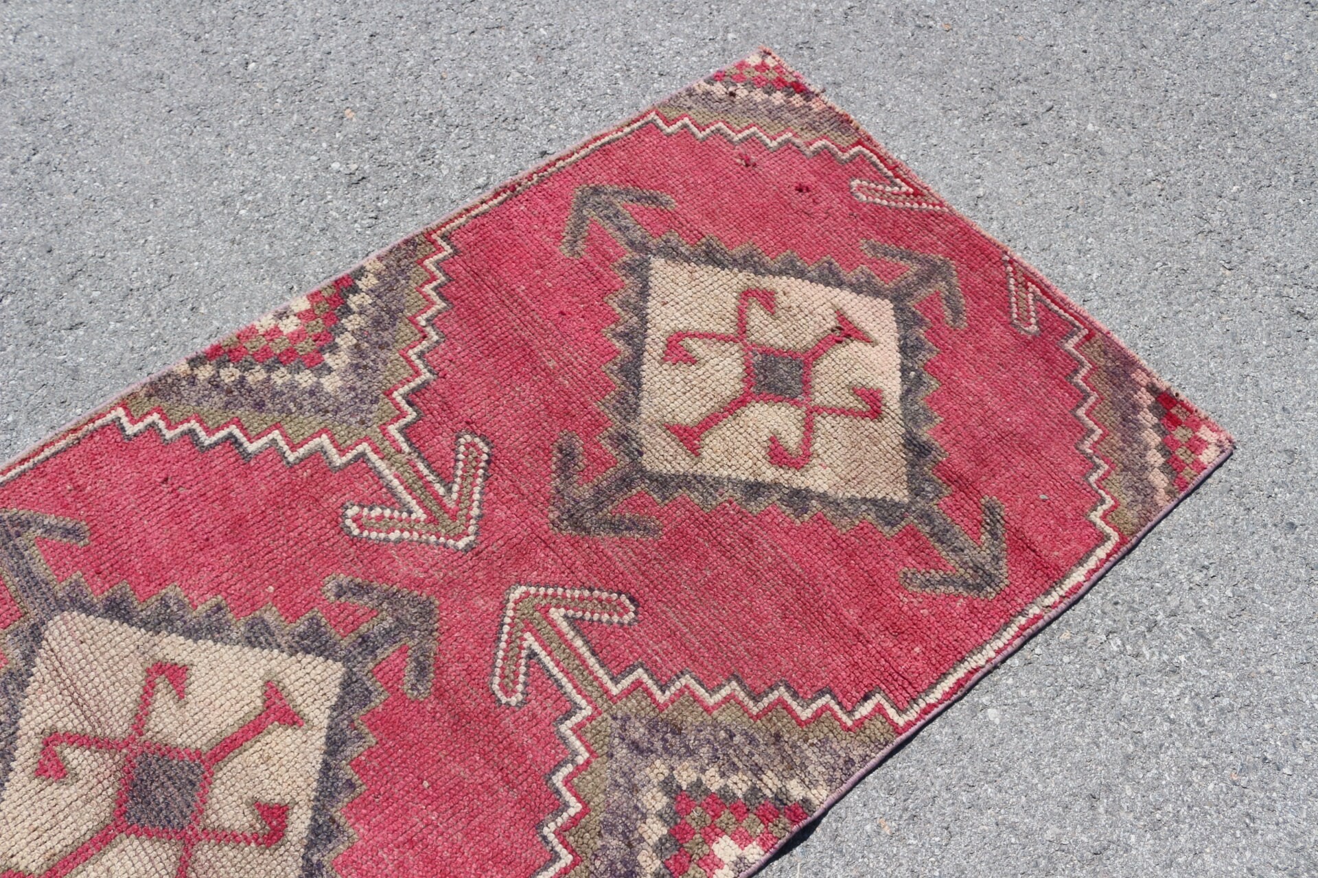 Pink Floor Rug, Turkish Rug, Moroccan Rugs, 3.1x8.3 ft Runner Rug, Stair Rug, Rugs for Kitchen, Kitchen Rug, Vintage Rug, Oushak Rugs