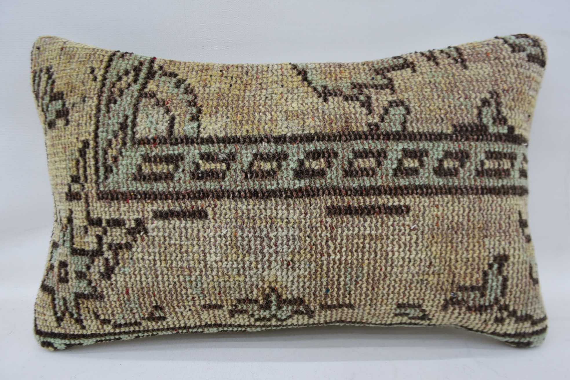 Etnik Kilim Halı Yastık, Nötr Kırlent Sham, Atma Kilim Yastık, 12"x20" Bej Yastık, Ev Dekor Yastık