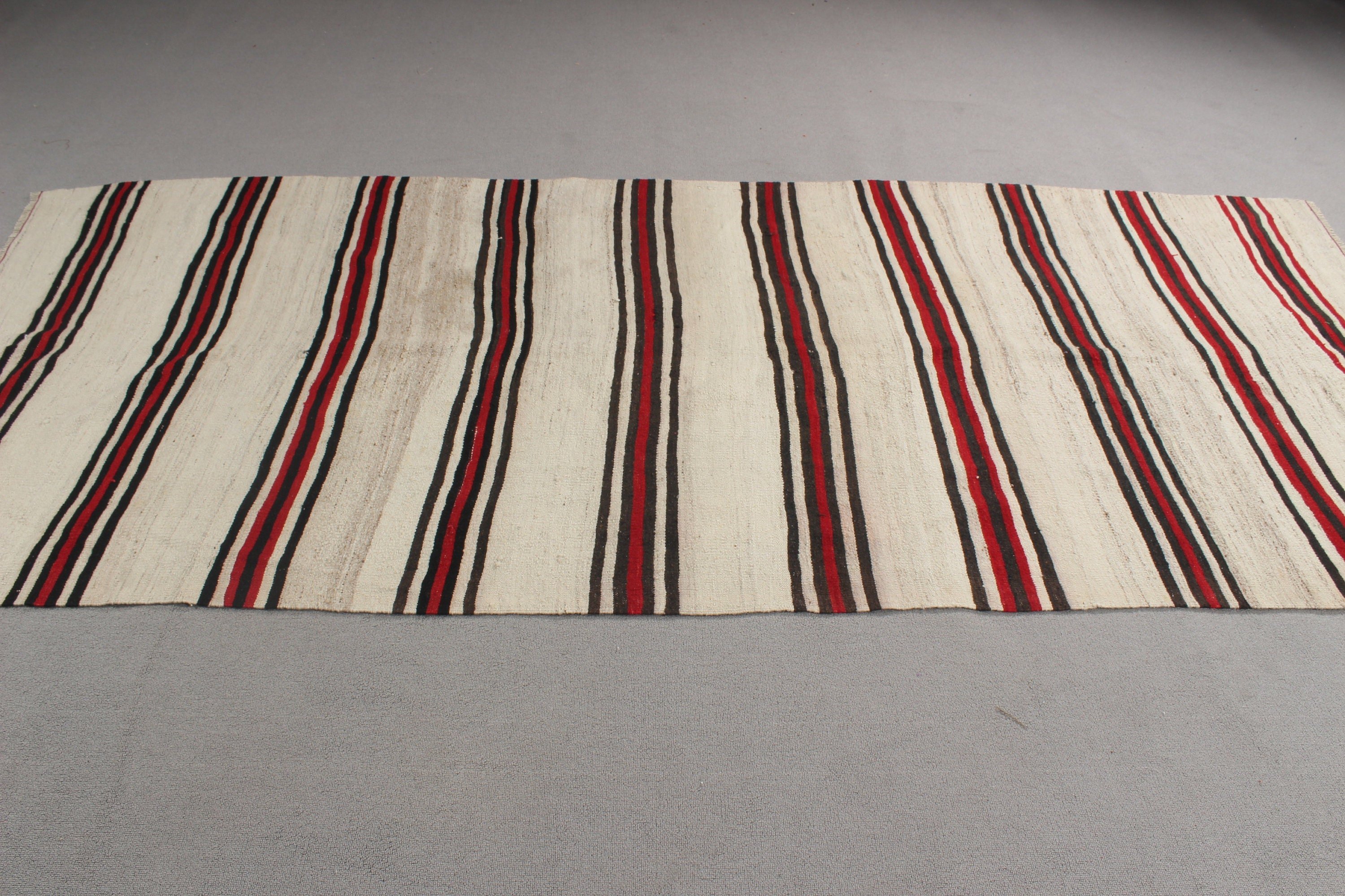 Modern Rugs, Vintage Rug, Turkish Rug, Flatweave Rugs, Beige Kitchen Rug, Kilim, 4.2x9.5 ft Area Rug, Nursery Rug, Oushak Area Rugs