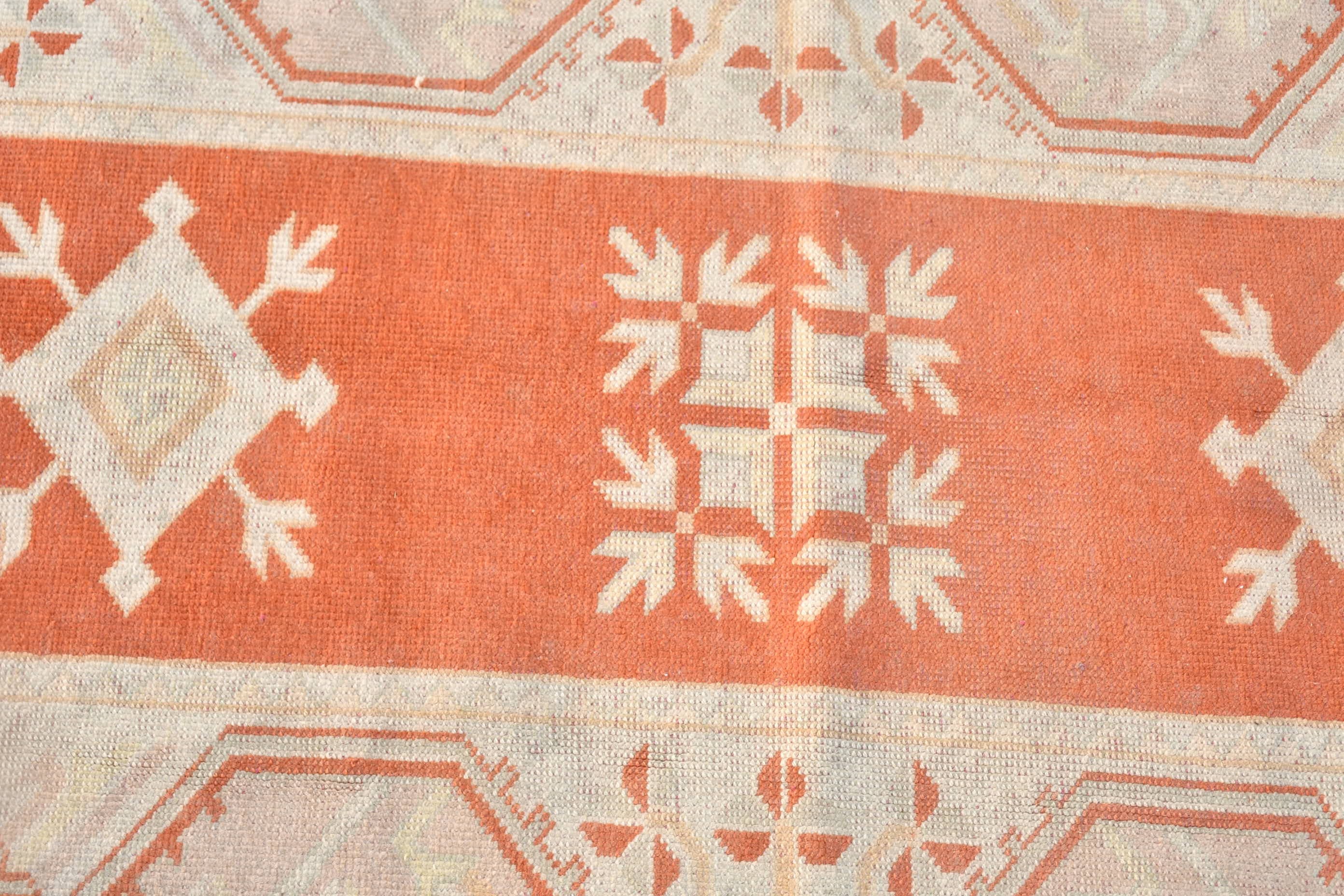 Orange Moroccan Rug, Oushak Rugs, 2.7x5 ft Small Rugs, Aztec Rug, Turkish Rug, Wall Hanging Rug, Bedroom Rug, Vintage Rugs