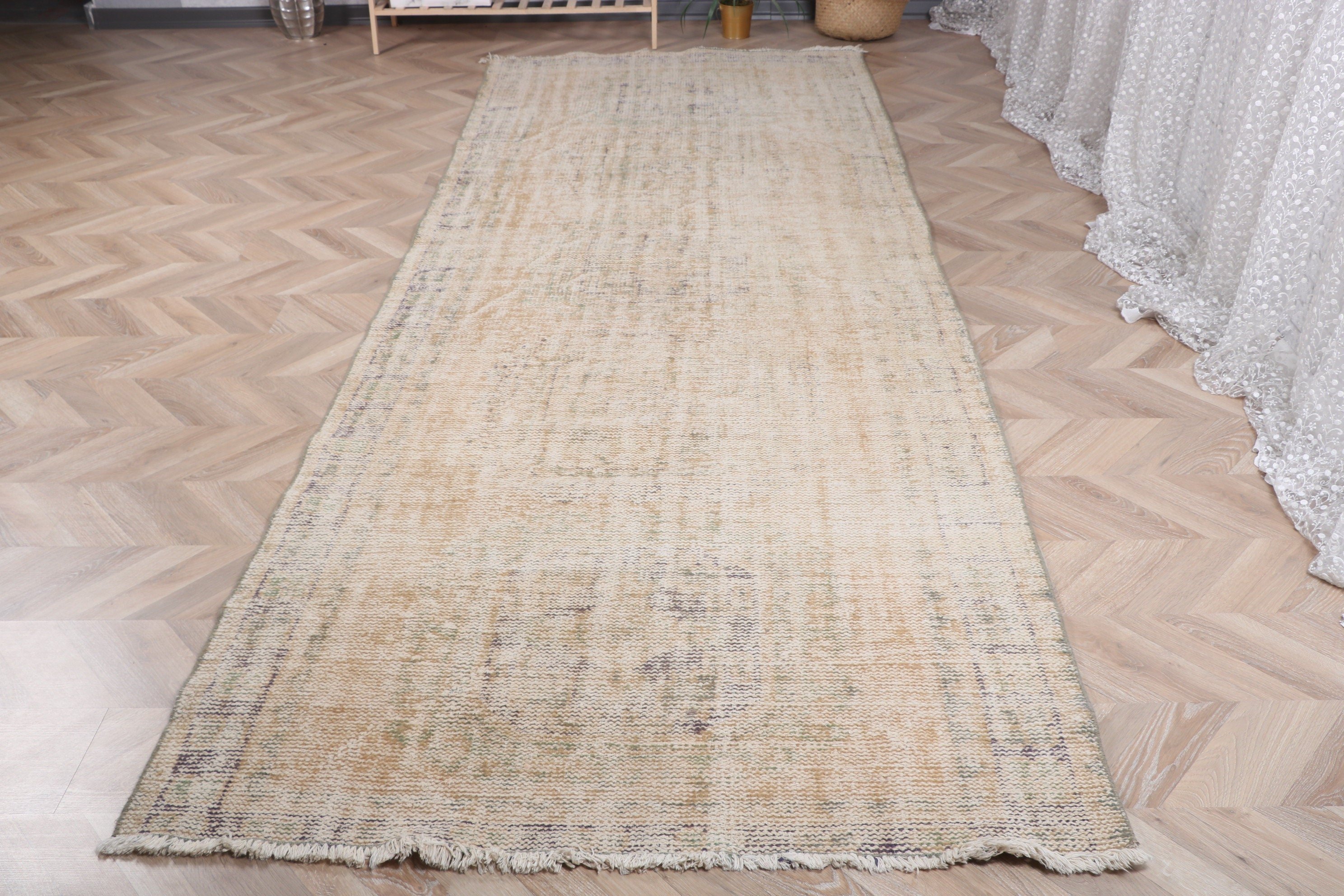 Ev Dekor Halıları, Bej Modern Halı, Oushak Halı, Boho Halı Yolluk Halıları, 4.2x11.3 ft Yolluk Halıları, Uzun Yolluk Halısı, Vintage Halılar, Türk Halıları