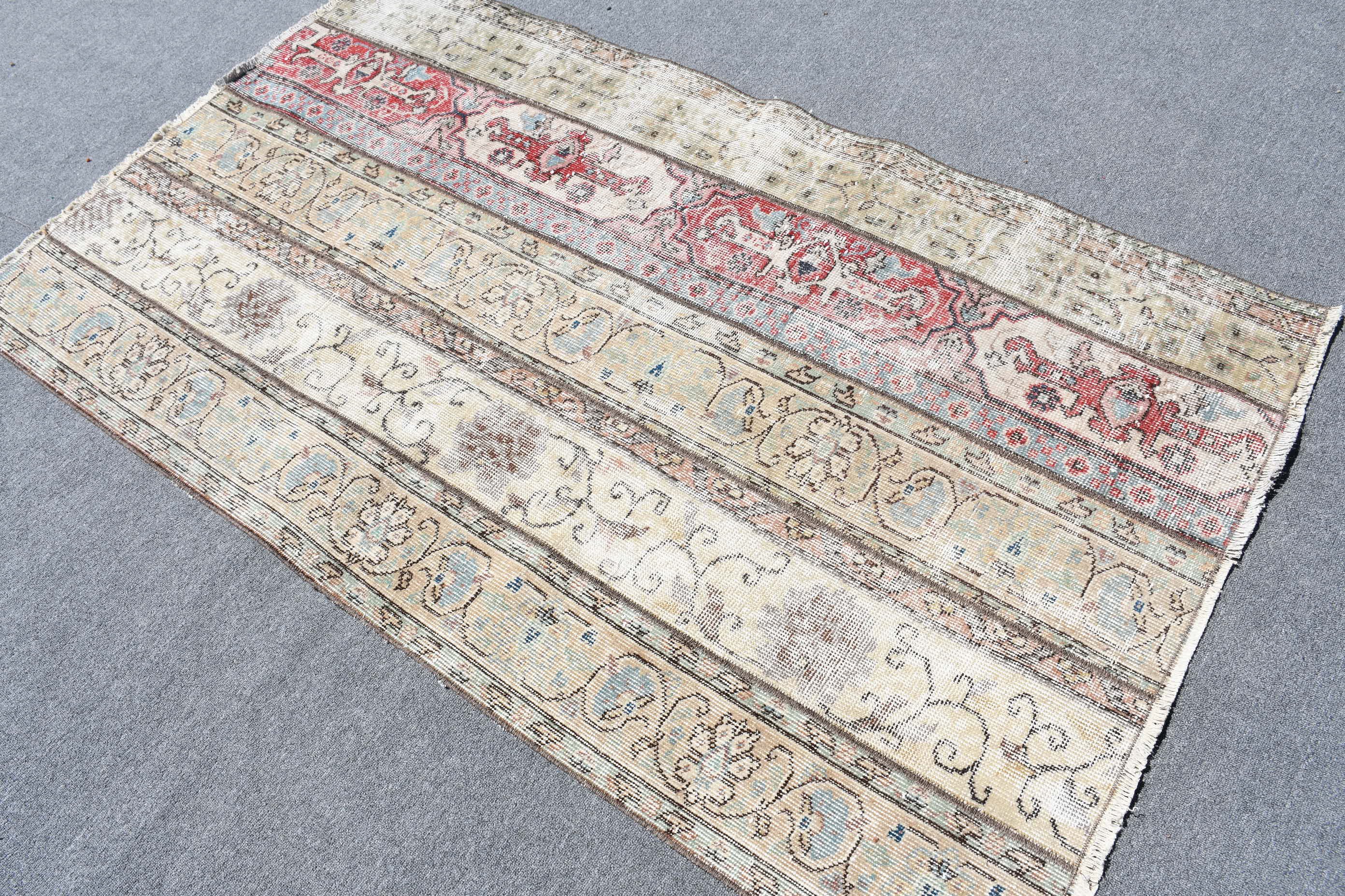 Bedroom Rug, Kitchen Rugs, Rugs for Entry, Moroccan Rug, Turkish Rug, Vintage Rug, Turkey Rug, Beige Wool Rugs, 3.7x6.3 ft Accent Rugs