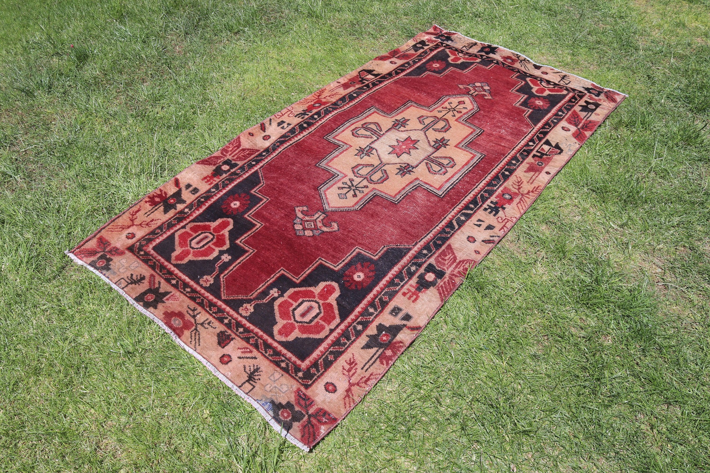 Entry Rugs, Turkish Rugs, Vintage Rugs, Oushak Rugs, Red Home Decor Rugs, 3.1x6.3 ft Accent Rug, Neutral Rug, Rugs for Vintage Accent