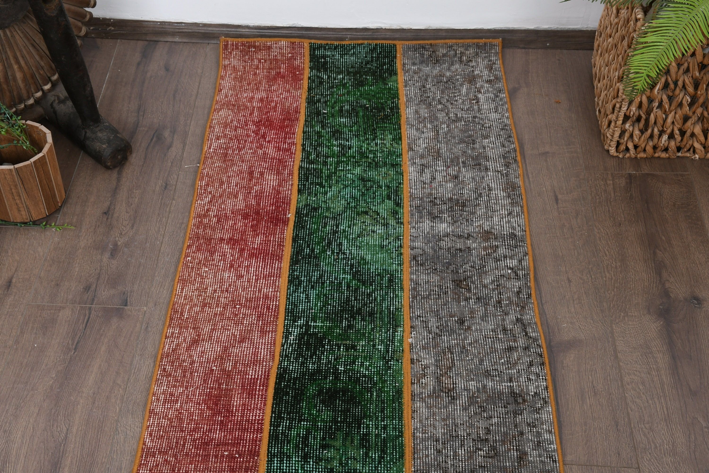 Vintage Rug, 2x8.7 ft Runner Rugs, Corridor Rugs, Green Bedroom Rugs, Anatolian Rug, Home Decor Rug, Turkish Rugs, Rugs for Corridor