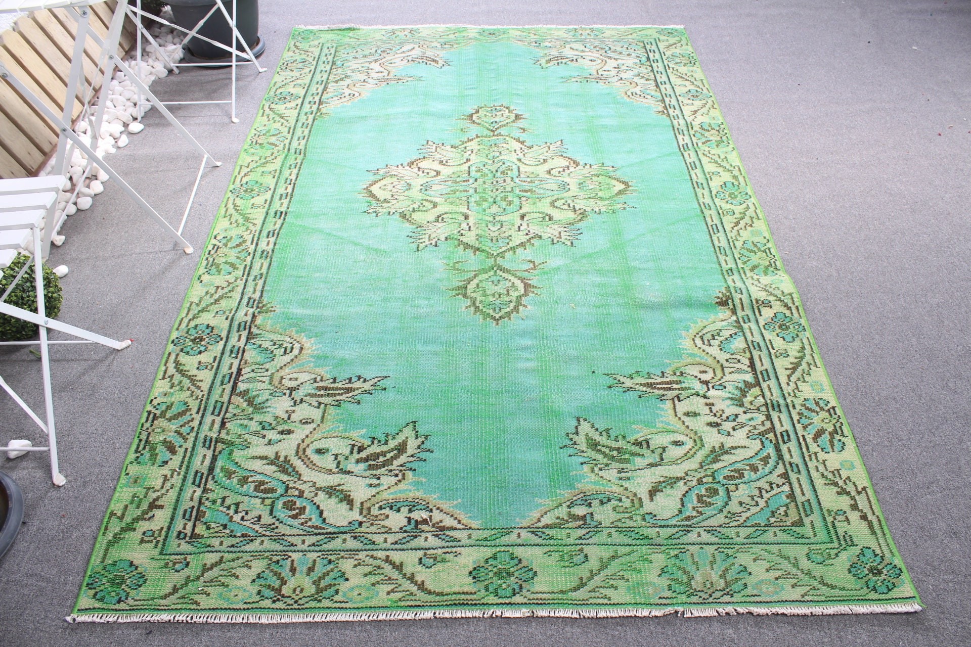 5.1x8.6 ft Büyük Halılar, Türk Halısı, Yatak Odası Halısı, Yeşil Oushak Halıları, Mutfak Halısı, Doğal Halı, Oturma Odası Halıları, Vintage Halı, Antika Halılar