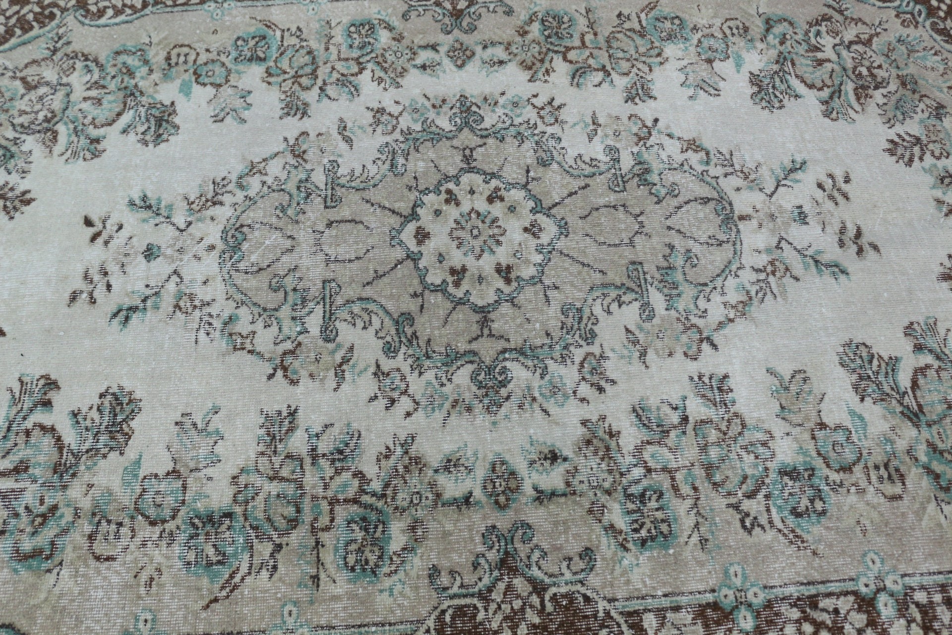 Salon Halısı, Yatak Odası Halıları, 5x8,2 ft Büyük Halı, Vintage Halı, Oushak Halısı, Yemek Odası Halıları, Bej Mutfak Halısı, Türk Halısı, Havalı Halı