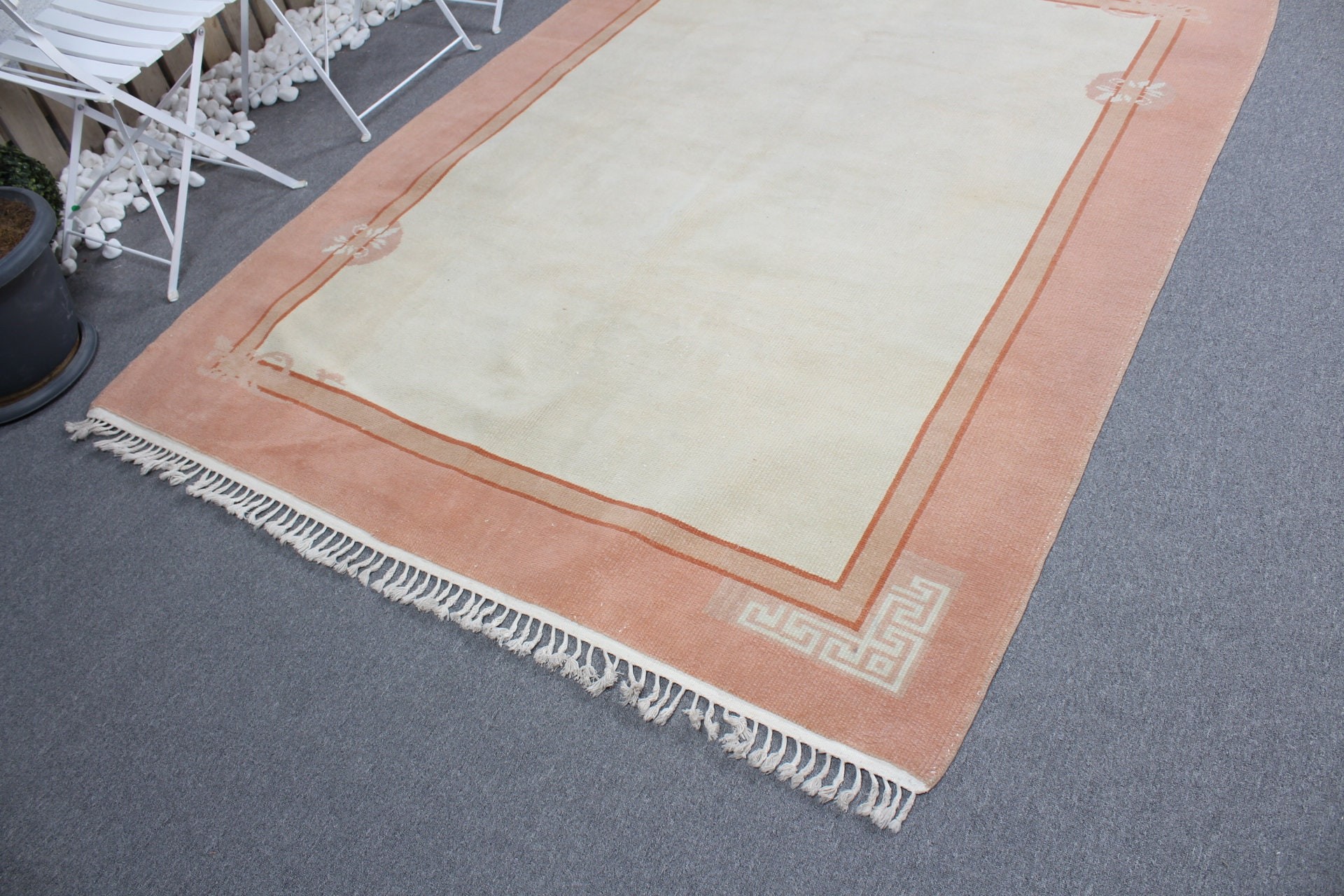 5.5x7.4 ft Large Rug, Salon Rugs, Turkish Rug, Kitchen Rugs, Aztec Rug, Old Rug, Bedroom Rug, Beige Floor Rug, Vintage Rugs