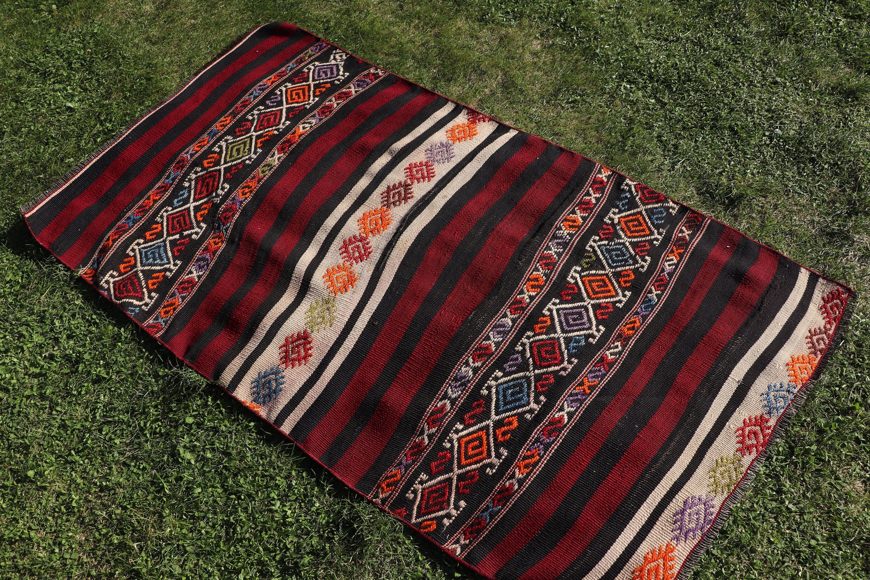 Boho Accent Halı, 2.9x5.4 ft Accent Halılar, Kırmızı Antika Halılar, Kilim, Vintage Halılar, Modern Halılar, Vintage Accent Halı, Türk Halıları, Havalı Halılar