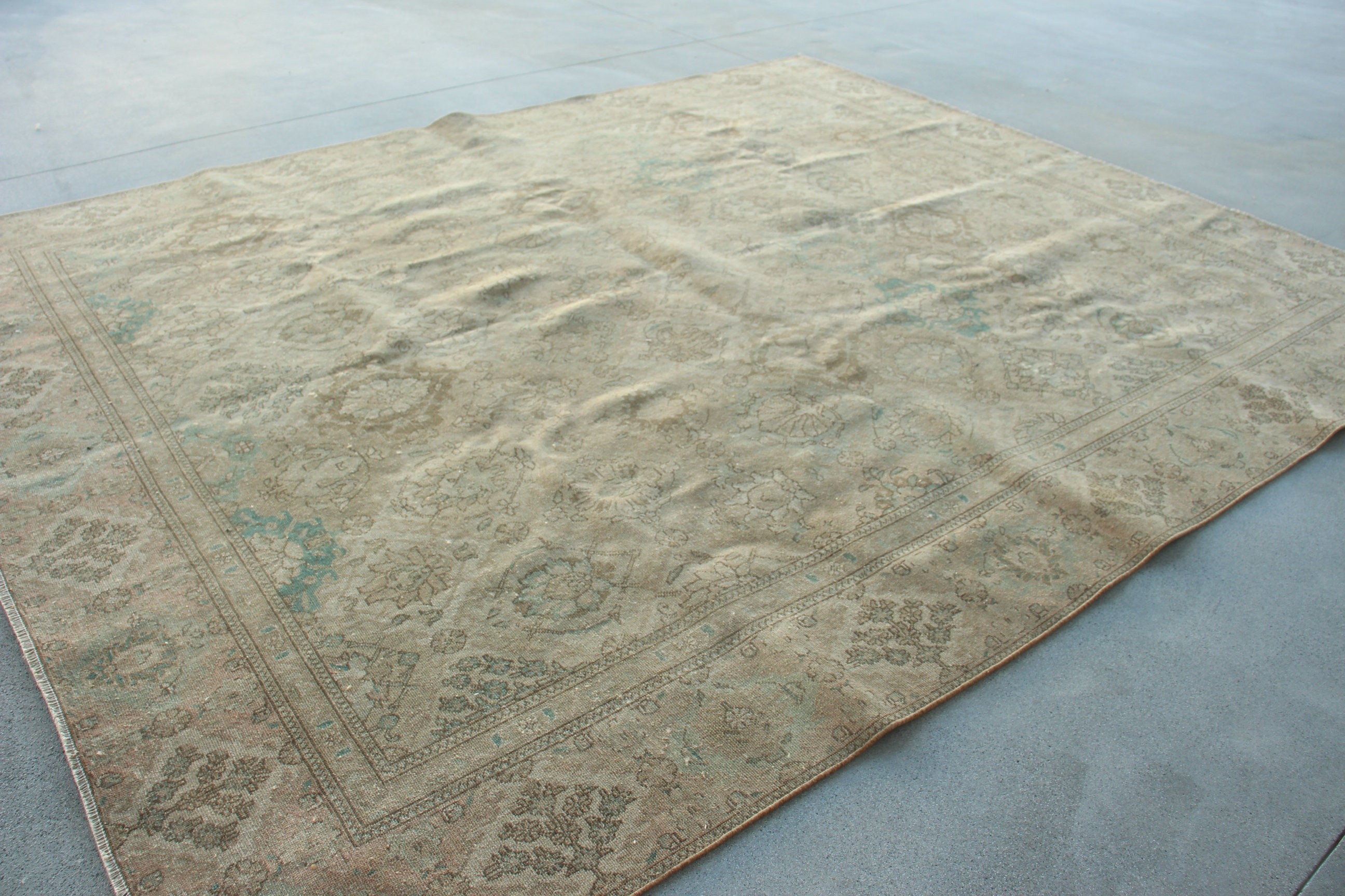 Vintage Rug, 9.7x11.8 ft Oversize Rugs, Boho Rug, Exotic Rug, Turkish Rug, Bronze Geometric Rug, Oversize Vintage Rug, Antique Rug