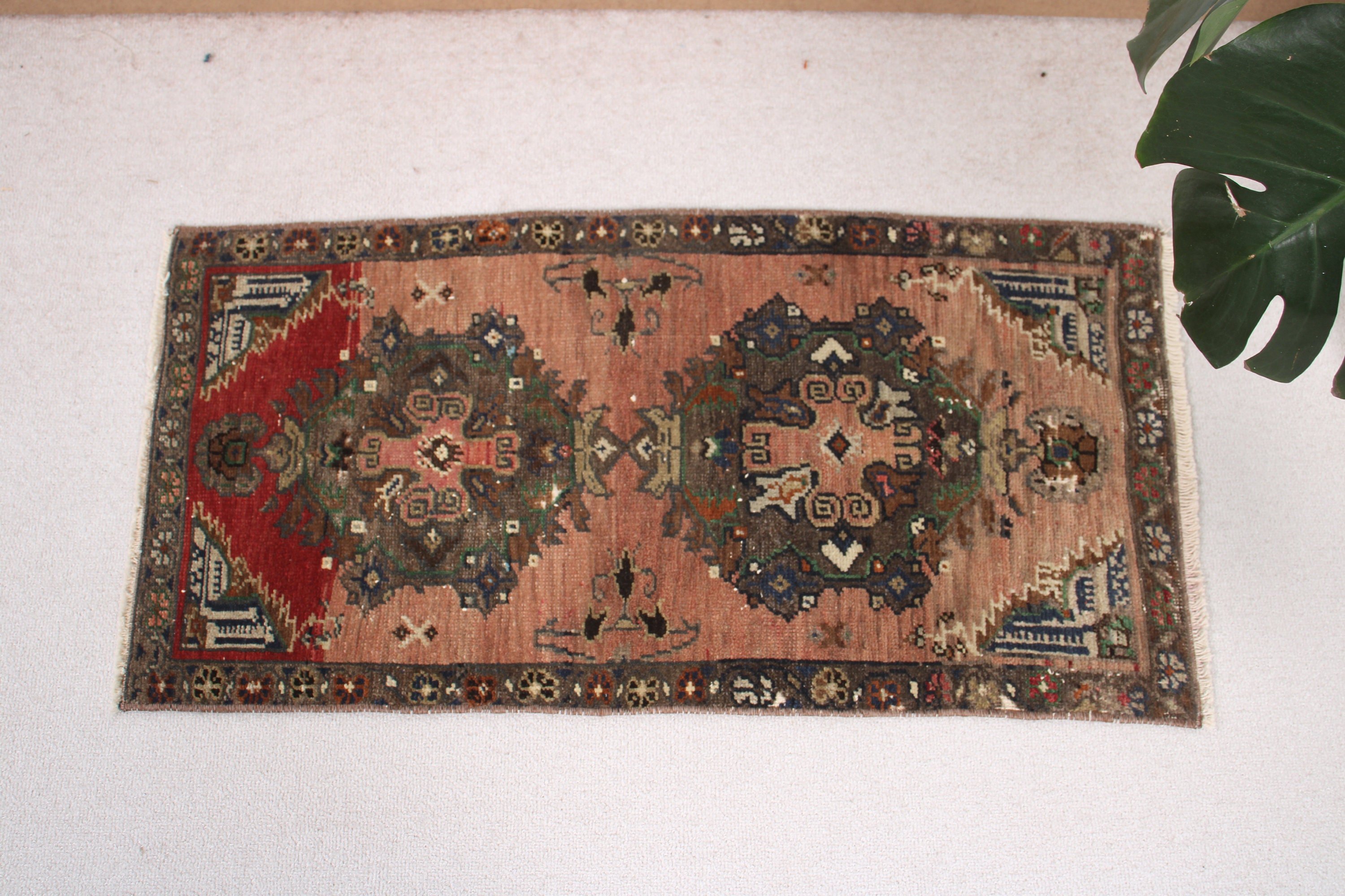 Boho Halı, Araba Paspas Halısı, Dekoratif Halı, Turuncu Oryantal Halılar, 1,5x3 ft Küçük Halılar, Banyo Halıları, Vintage Halılar, Türk Halıları, Anadolu Halıları